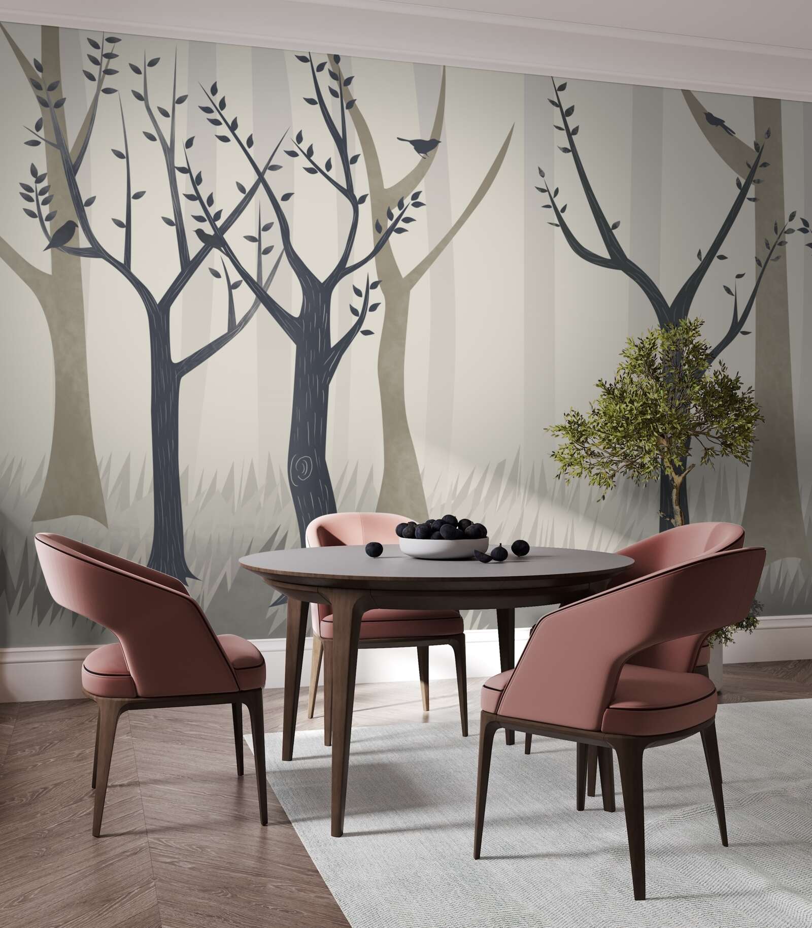 Fotobehang mistig bos in het abstracte