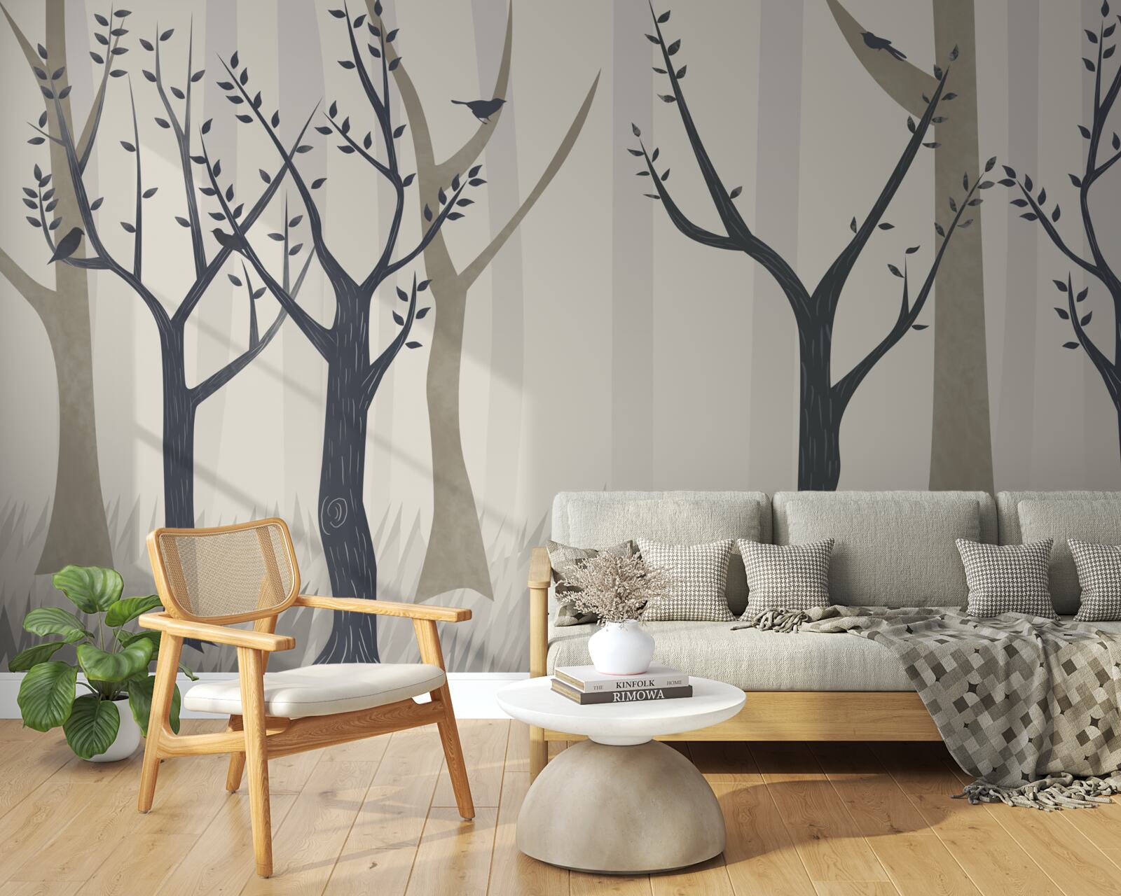 Fotobehang mistig bos in het abstracte