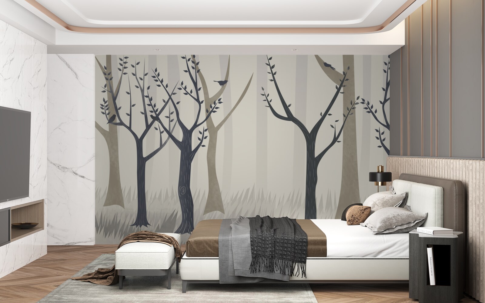 Fotobehang mistig bos in het abstracte