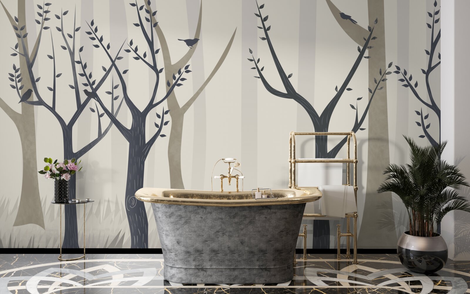 Fotobehang mistig bos in het abstracte