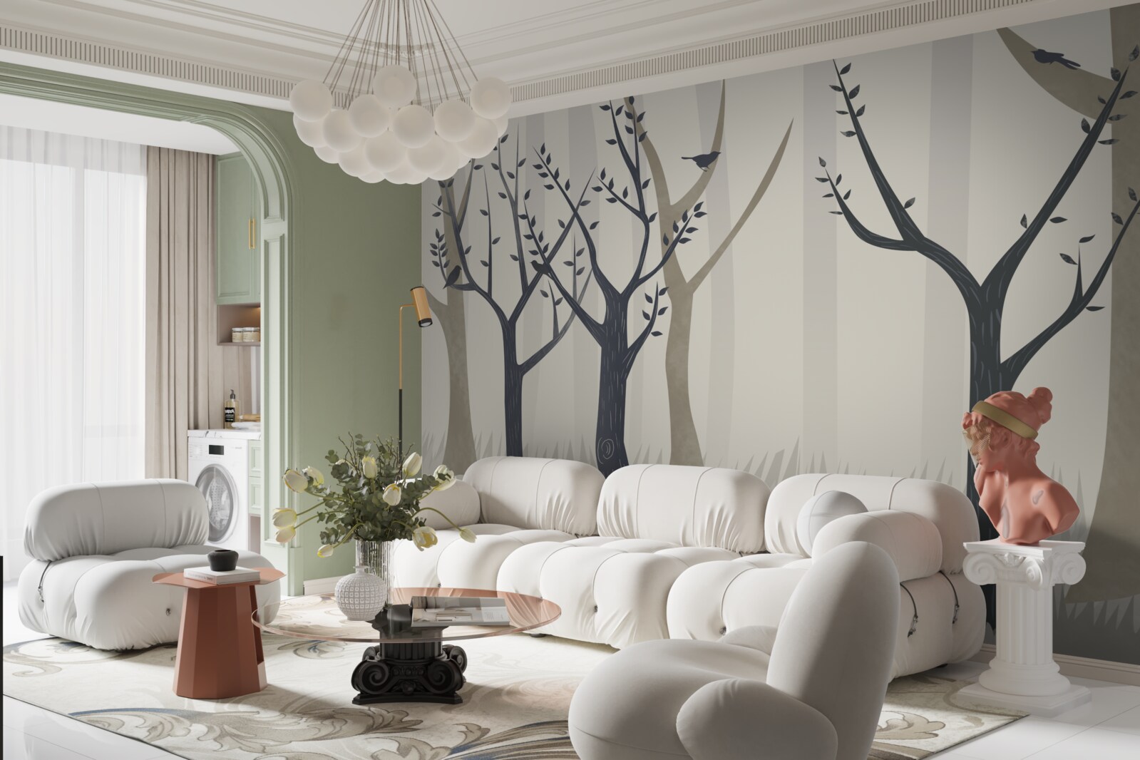 Fotobehang mistig bos in het abstracte