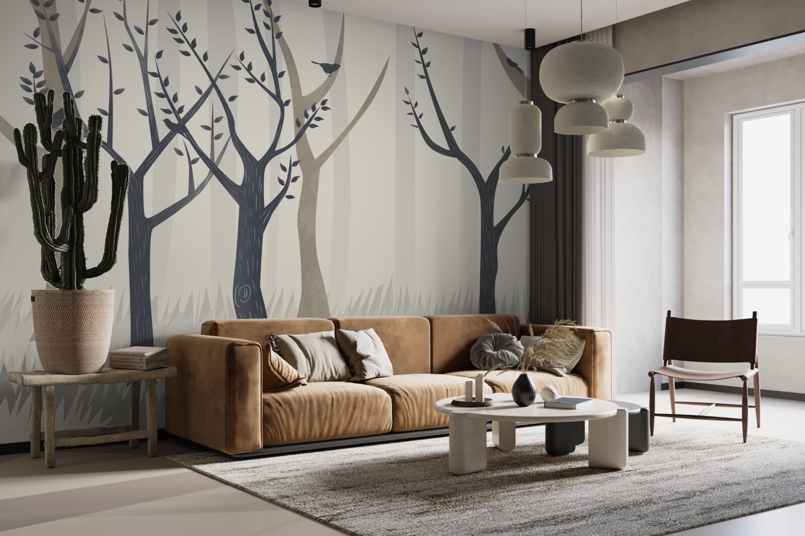 Fotobehang mistig bos in het abstracte