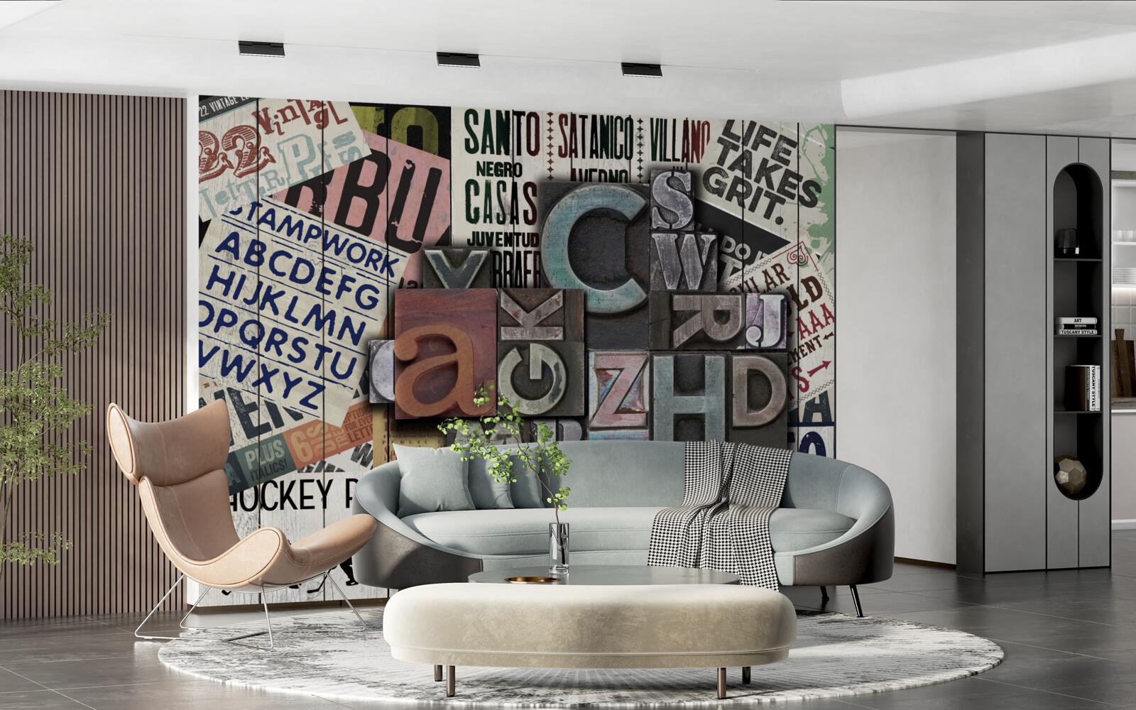 Fotobehang inscripties in verschillende vormen