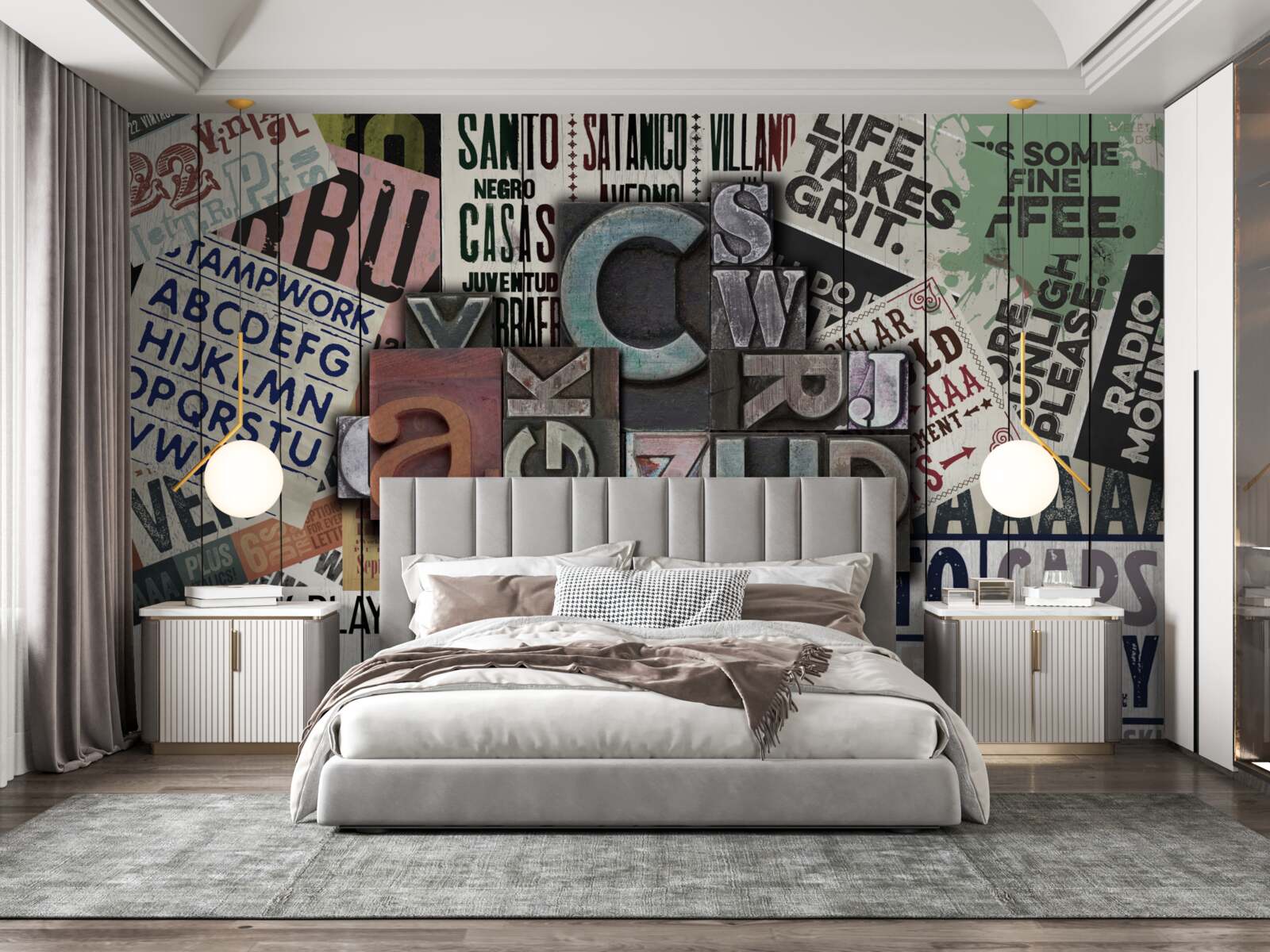 Fotobehang inscripties in verschillende vormen