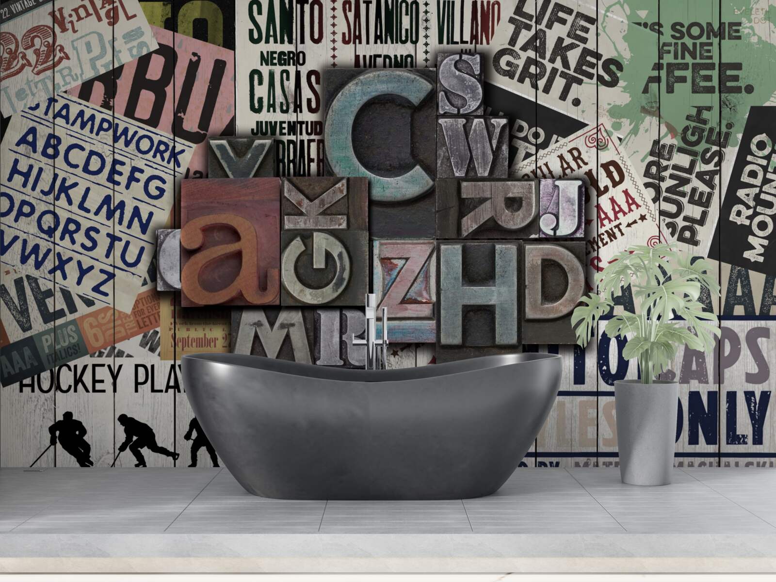 Fotobehang inscripties in verschillende vormen