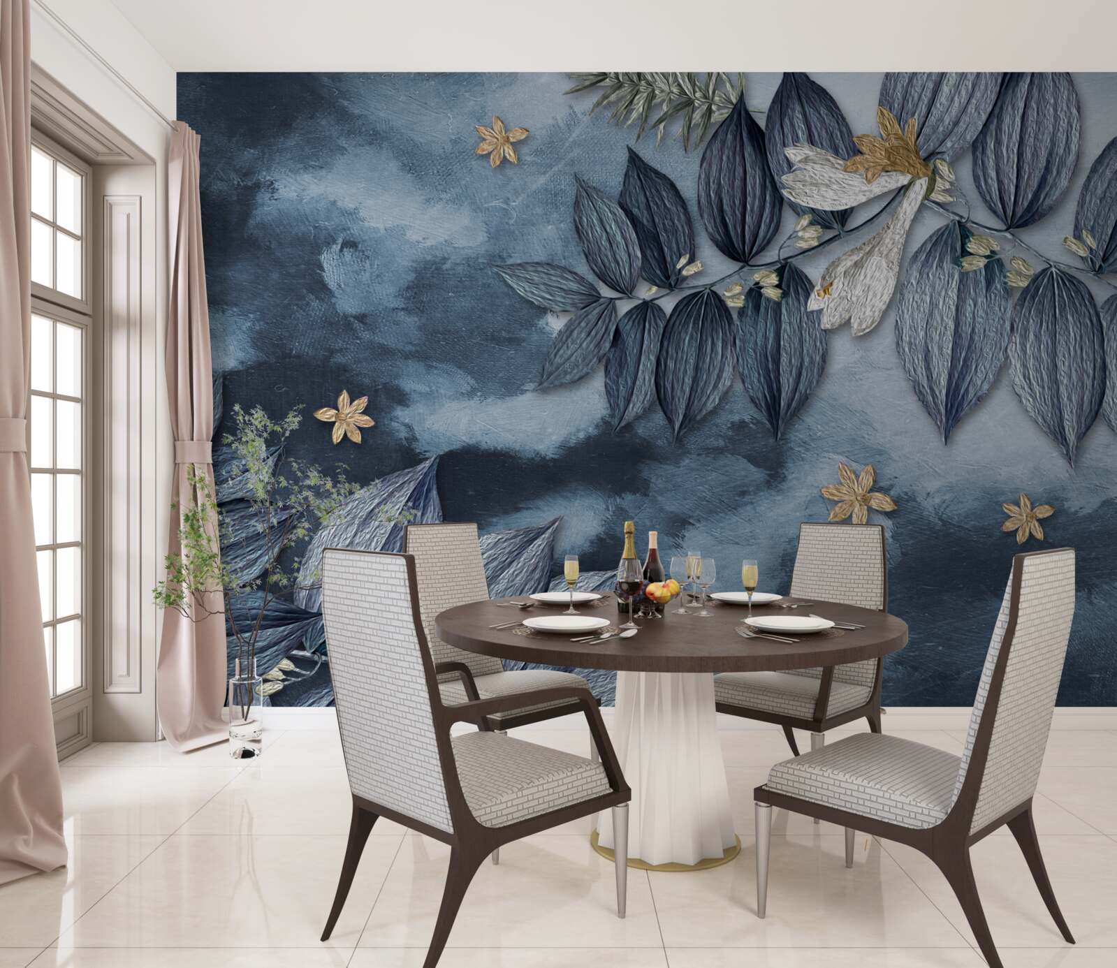 Fotobehang een nacht met wolken in een tropisch woud