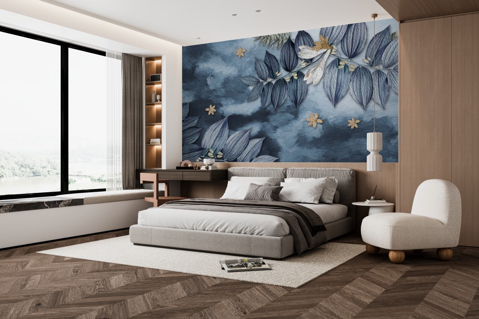 Fotobehang een nacht met wolken in een tropisch woud