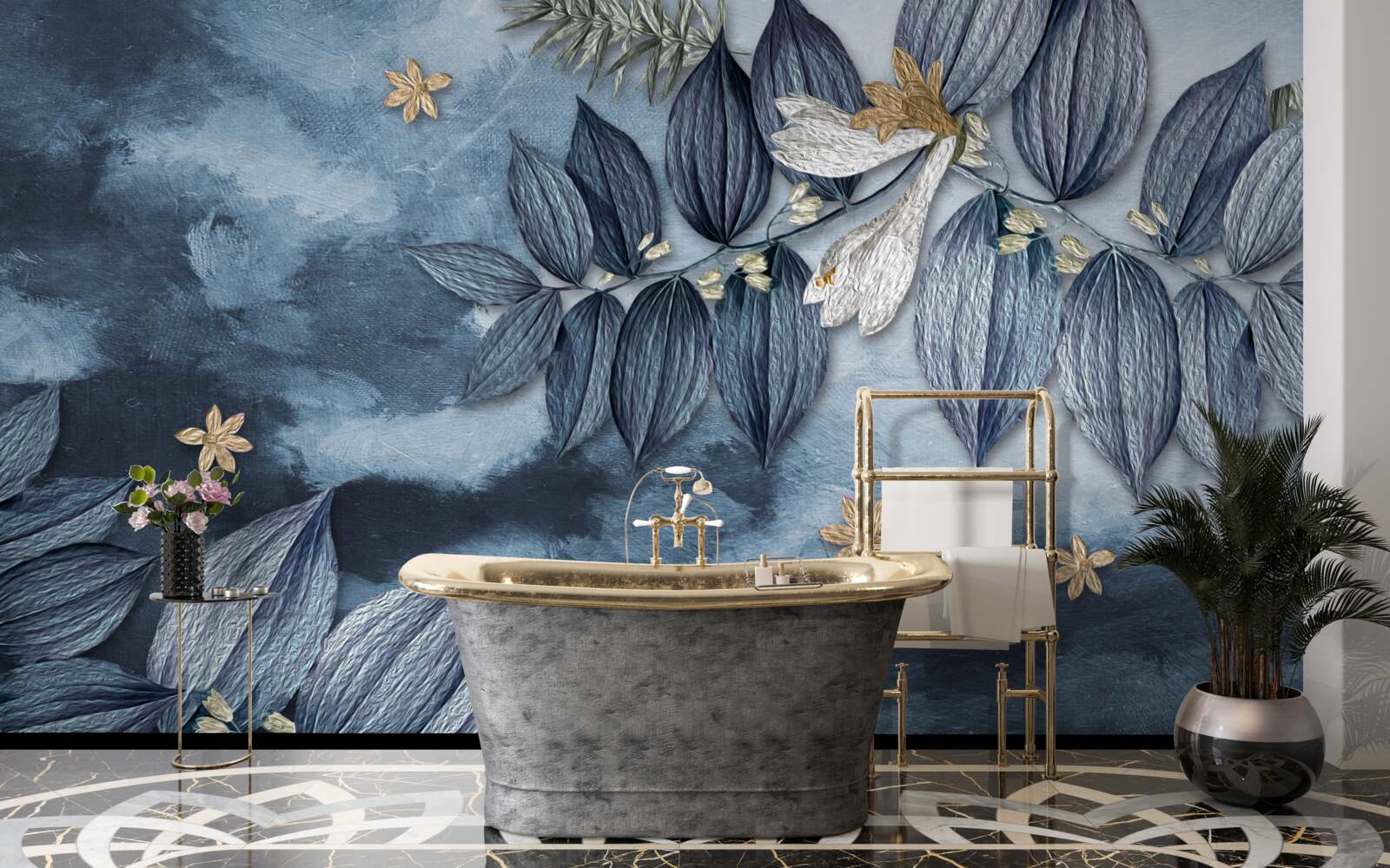 Fotobehang een nacht met wolken in een tropisch woud