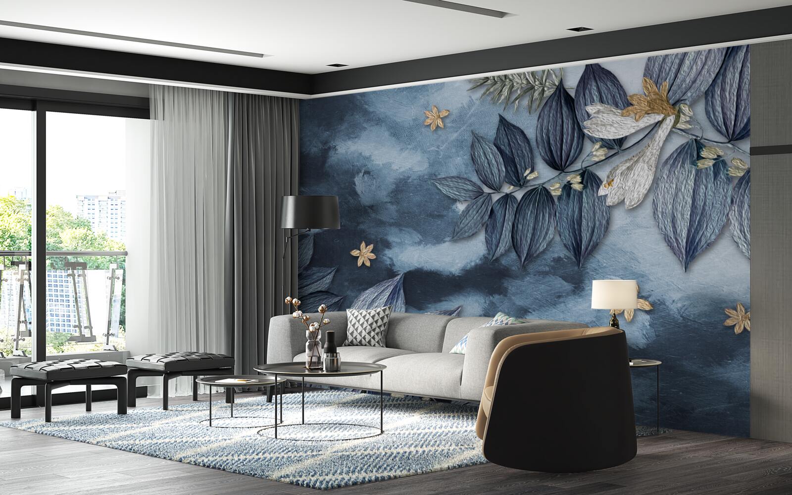 Fotobehang een nacht met wolken in een tropisch woud