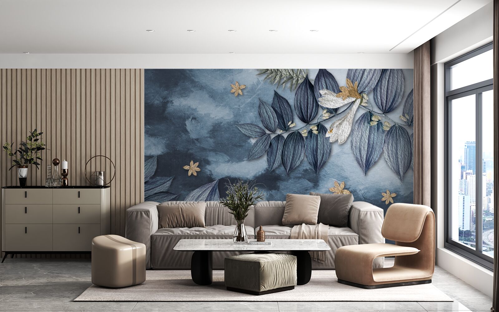 Fotobehang een nacht met wolken in een tropisch woud