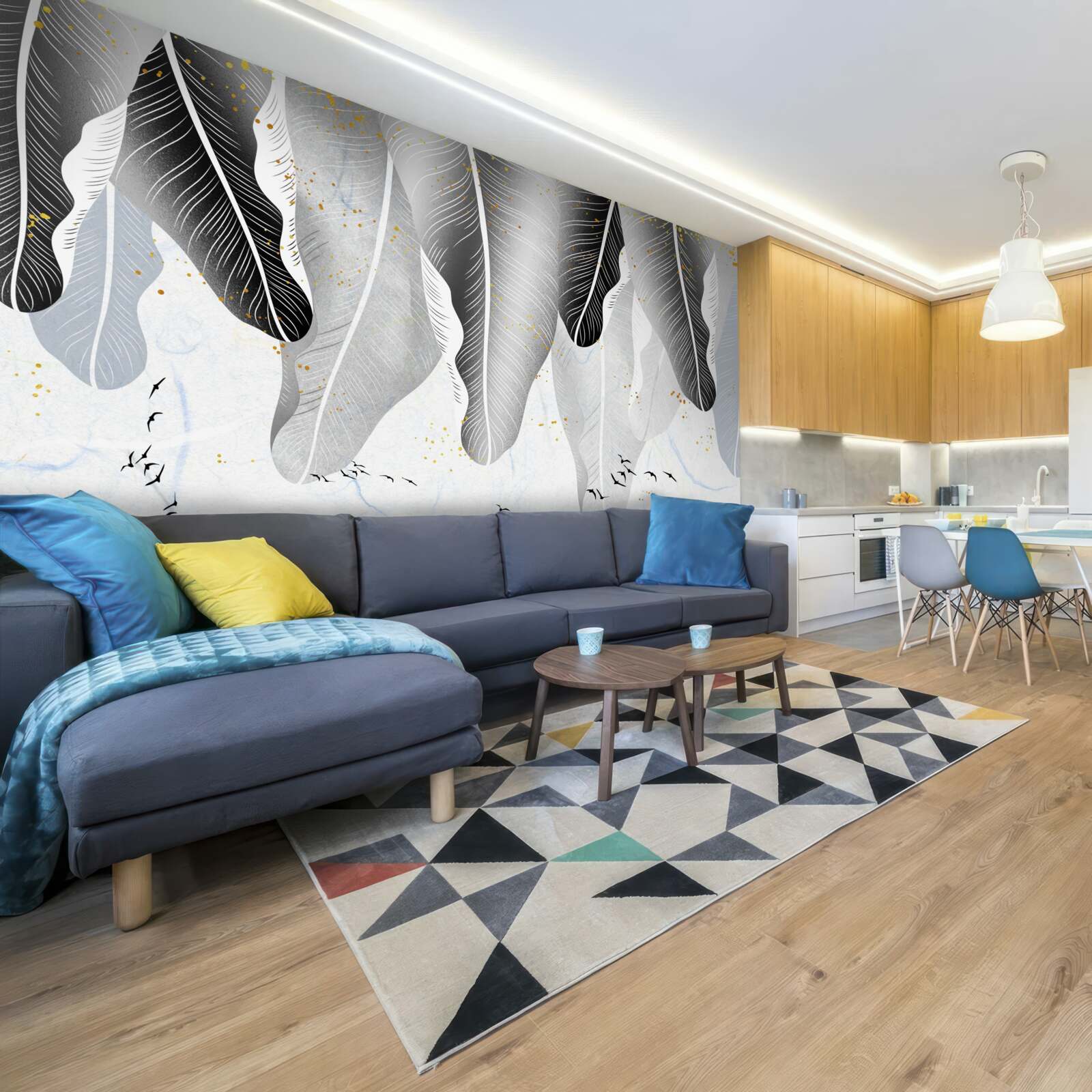 Fotobehang schema met tropische elementen