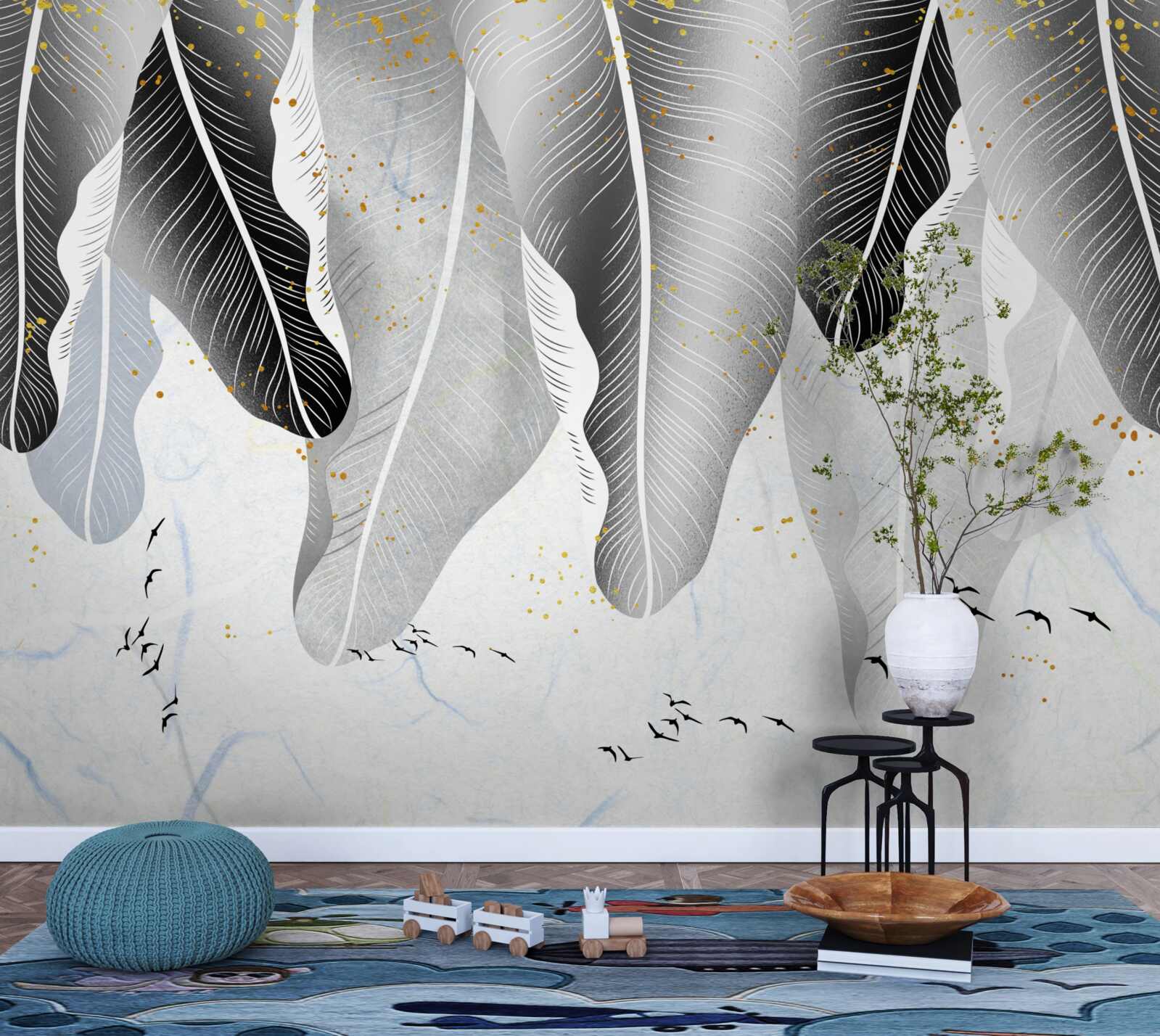 Fotobehang schema met tropische elementen