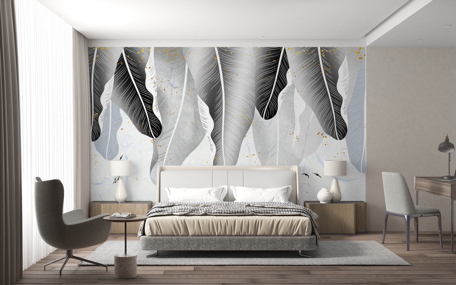 Fotobehang schema met tropische elementen