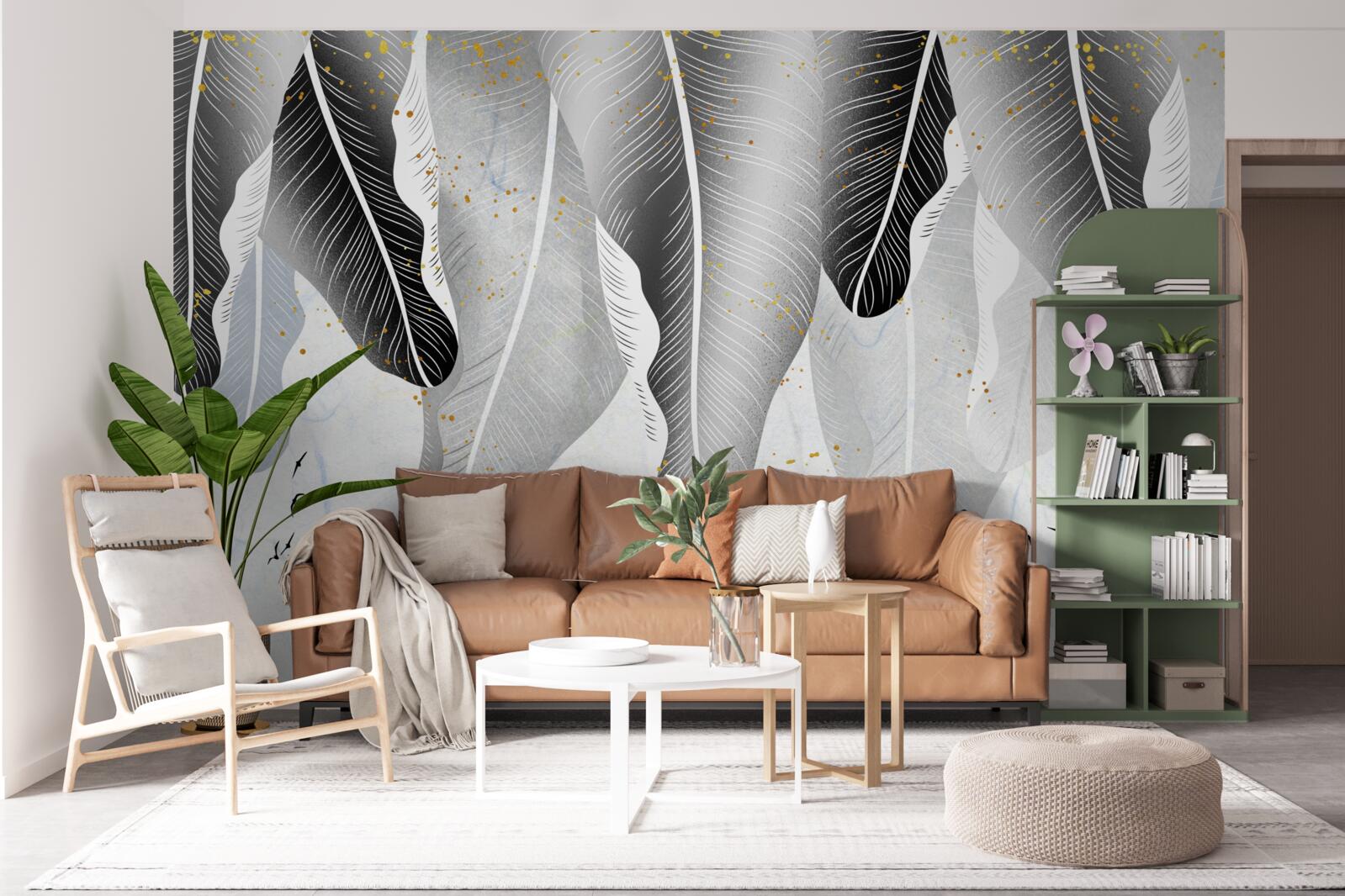 Fotobehang schema met tropische elementen