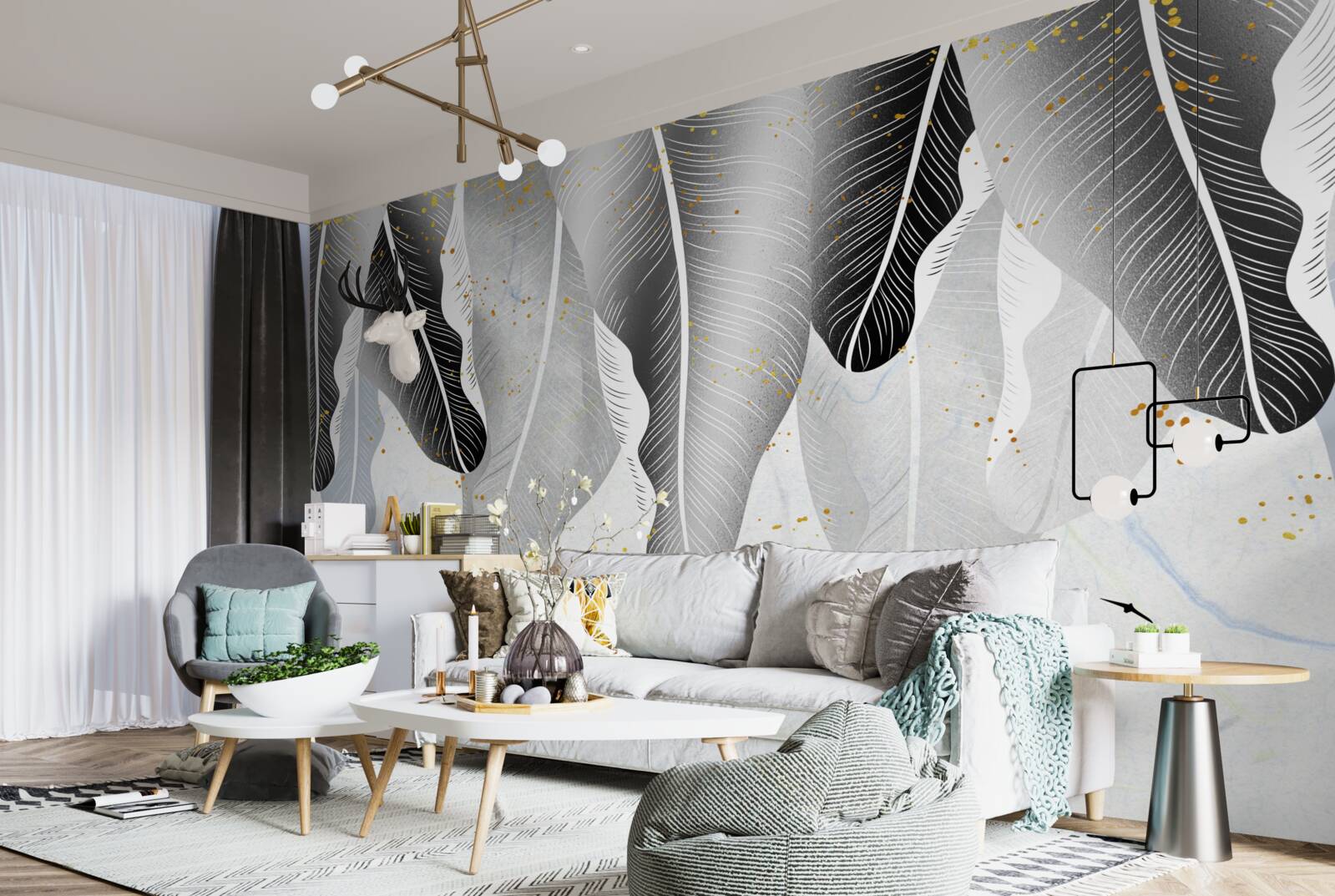 Fotobehang schema met tropische elementen