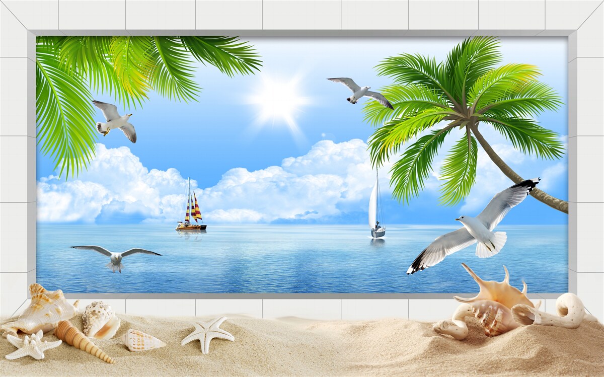 Fotobehang schepen op een kalme zee