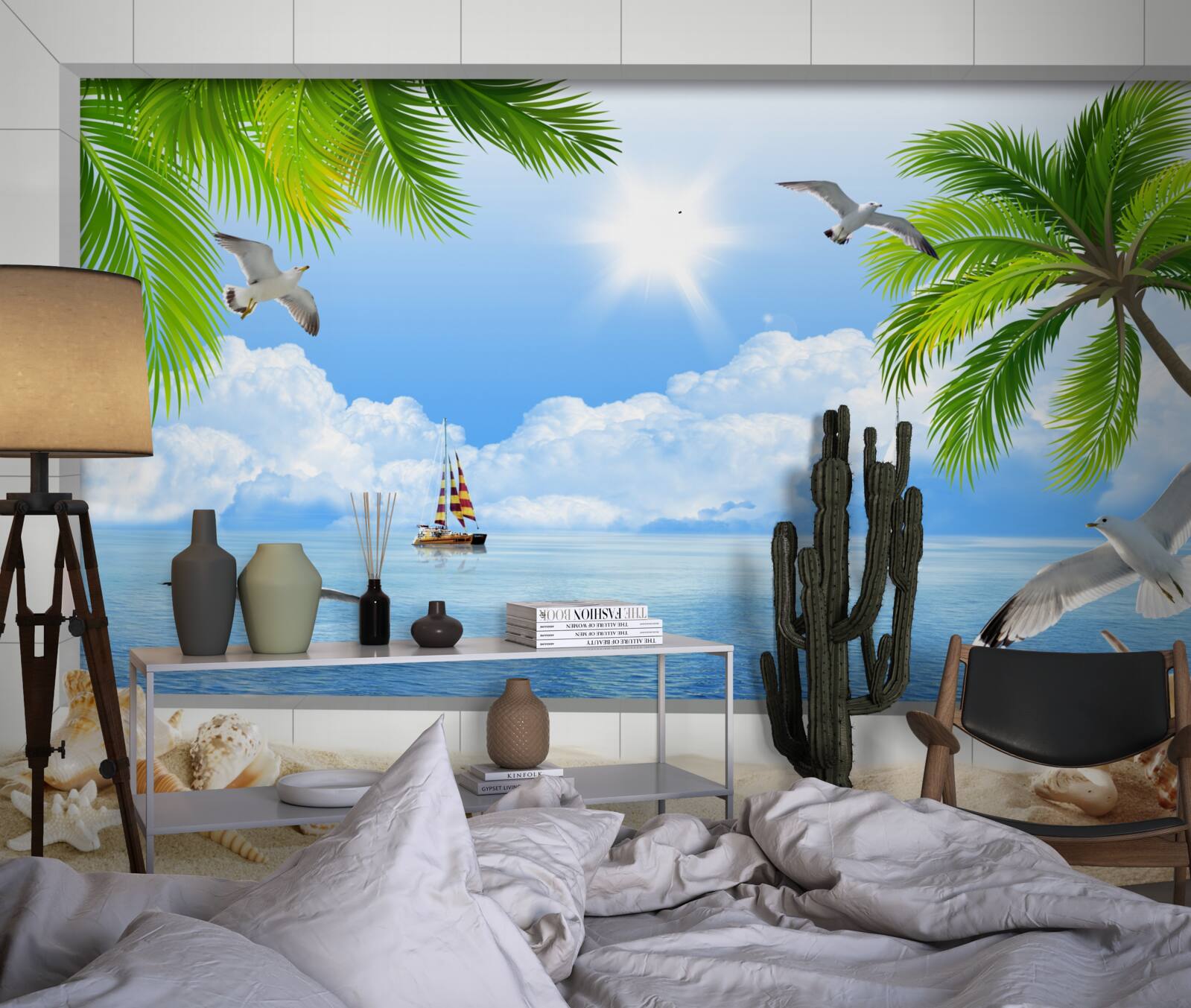 Fotobehang schepen op een kalme zee