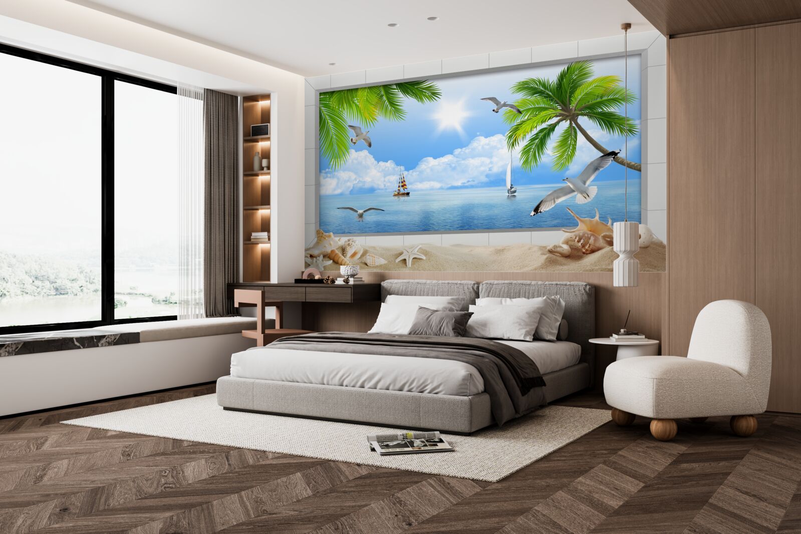 Fotobehang schepen op een kalme zee