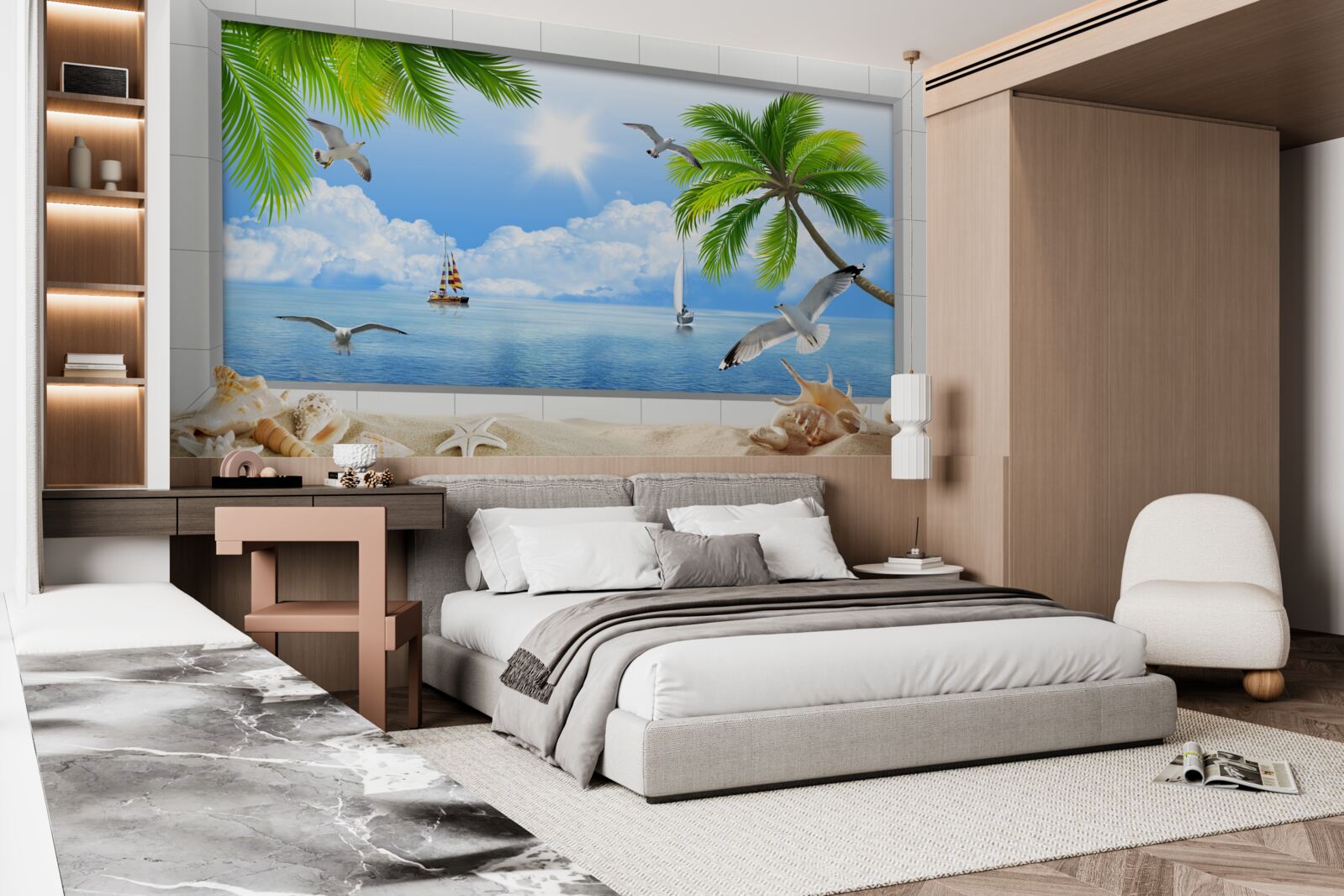 Fotobehang schepen op een kalme zee