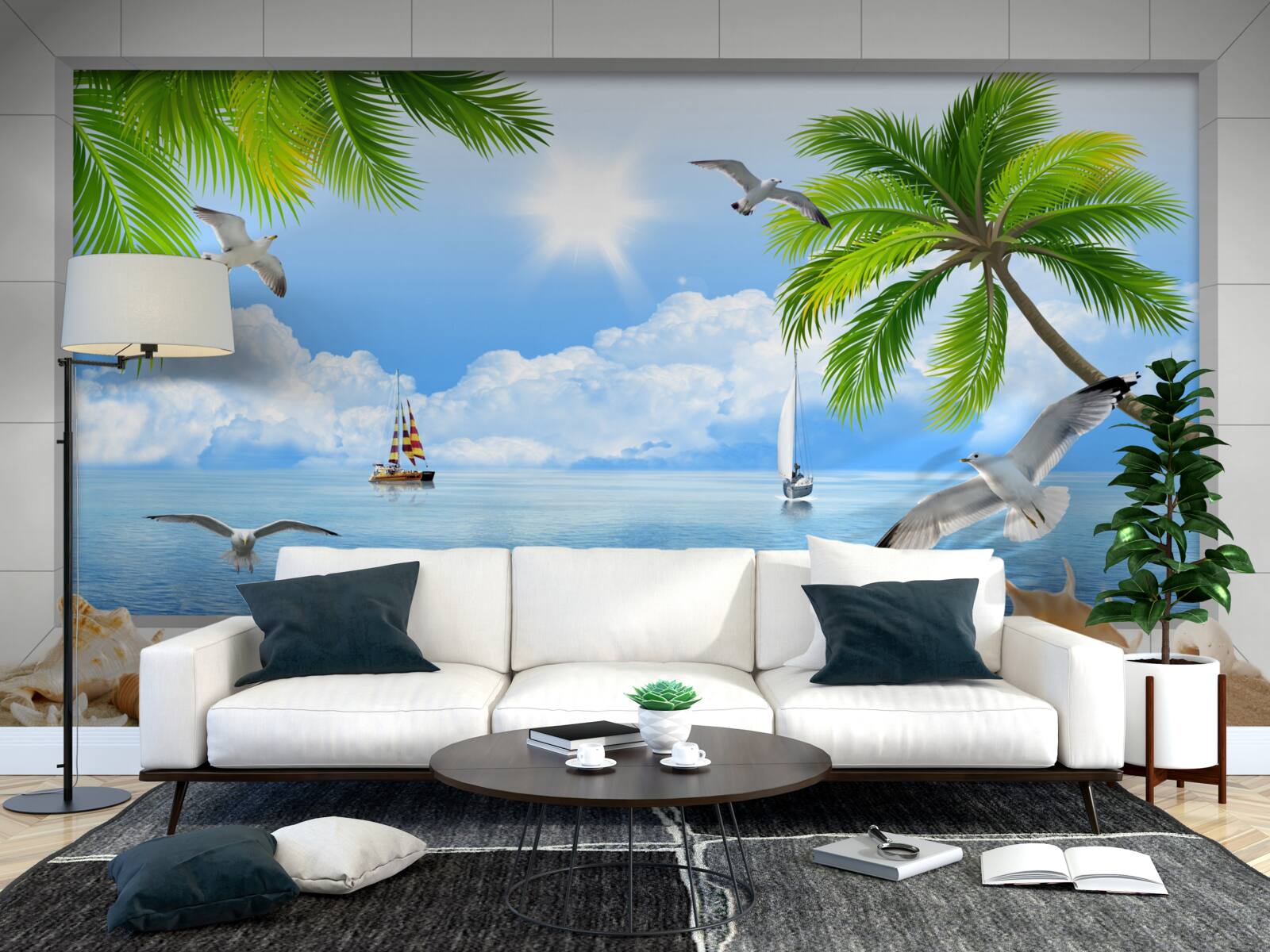 Fotobehang schepen op een kalme zee