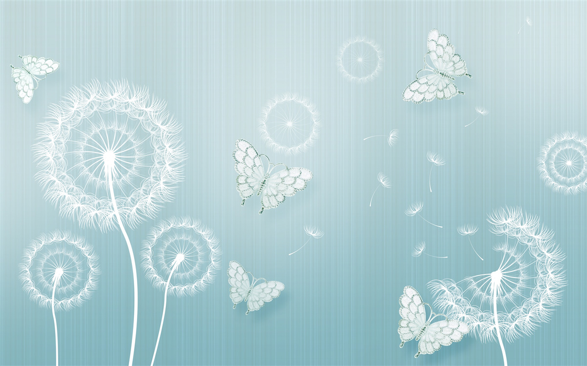 Fotobehang vlinderstelsel en paardenbloemen