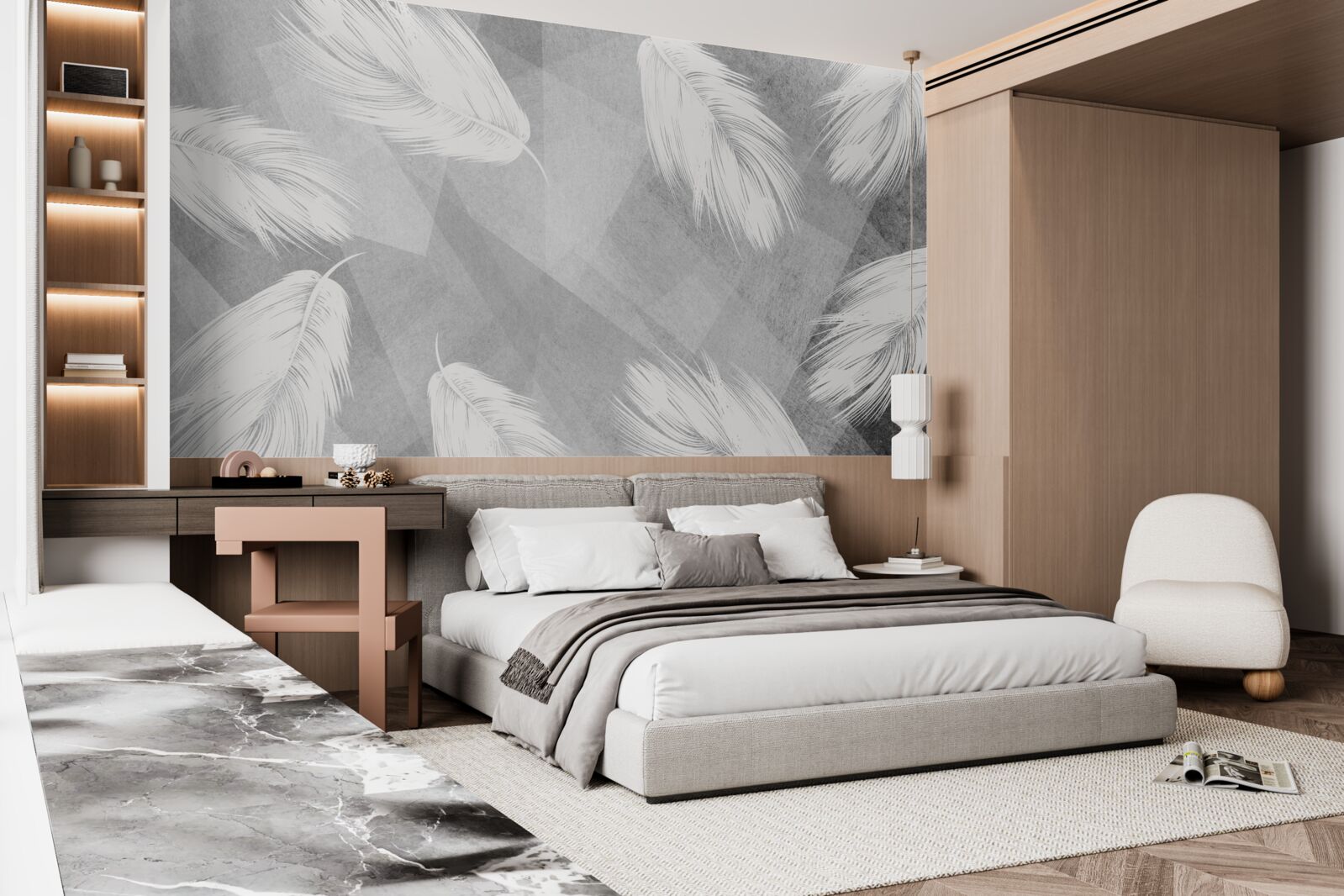 Fotobehang zacht, sneeuwwit dons