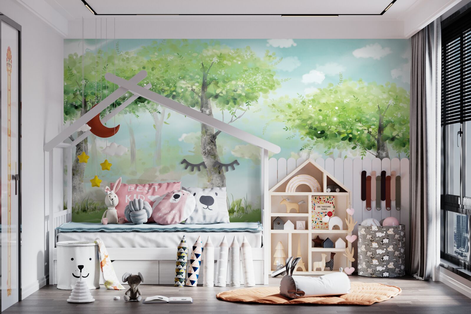 Fotobehang noordelijk beest tussen het veelkleurige bos