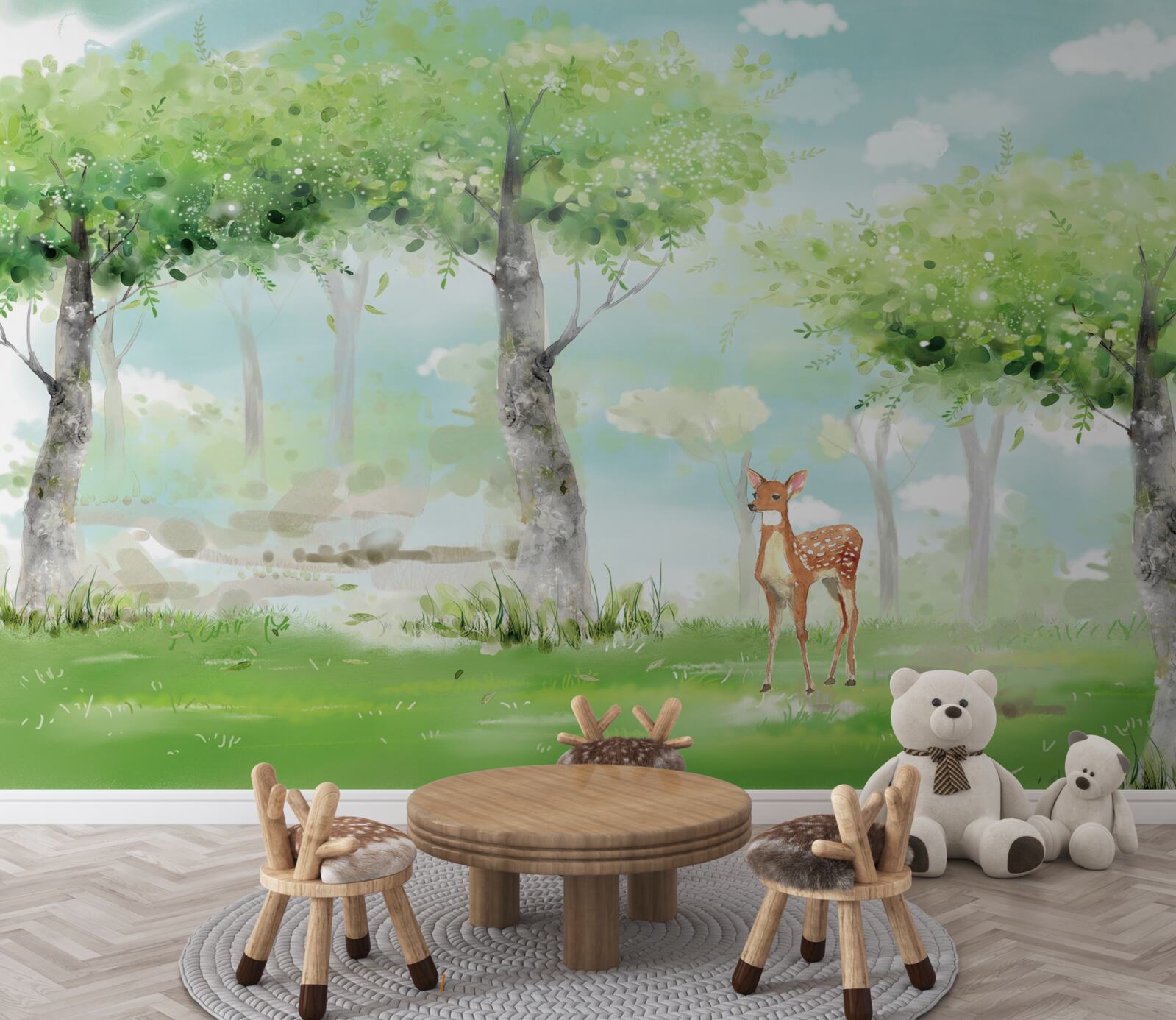 Fotobehang noordelijk beest tussen het veelkleurige bos