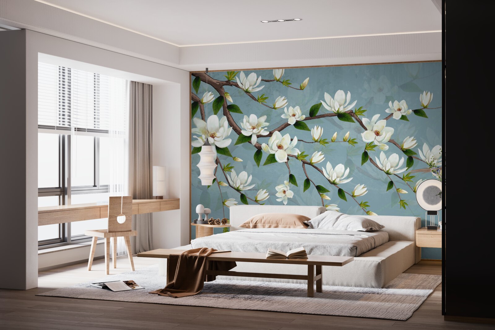 Fotobehang schepsel met vleugels nadert lichtknoppen