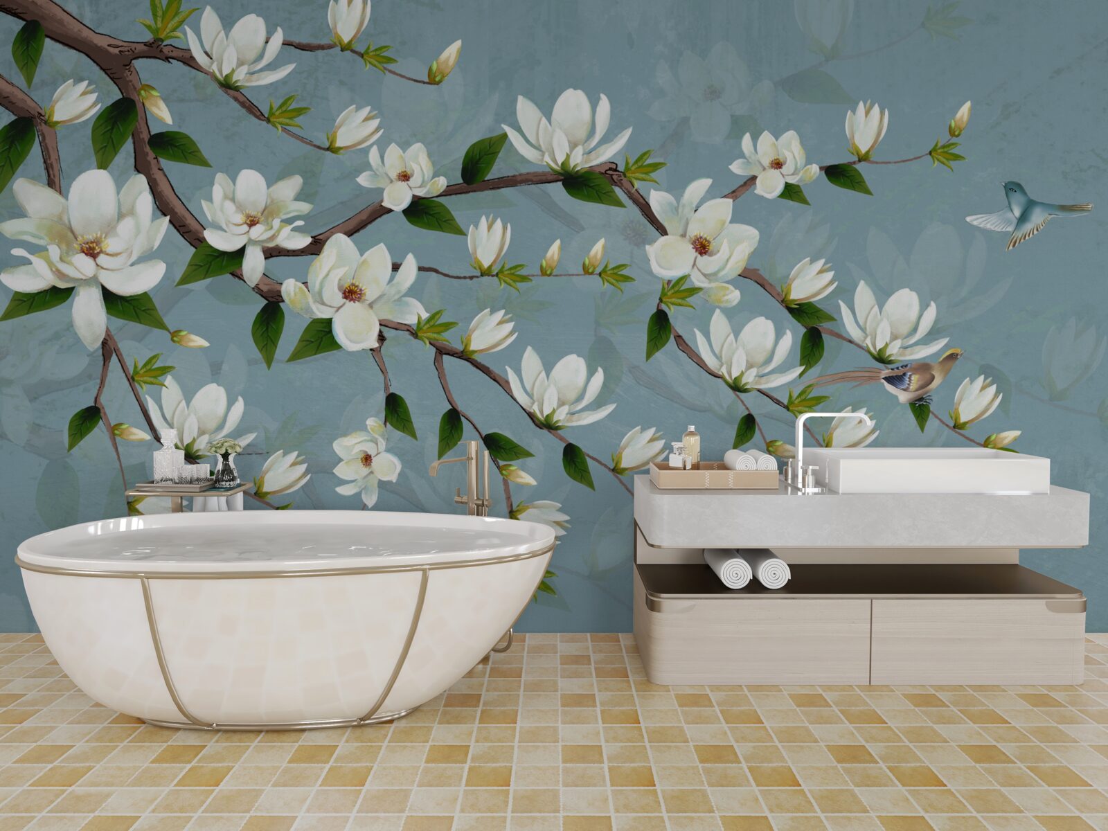 Fotobehang schepsel met vleugels nadert lichtknoppen