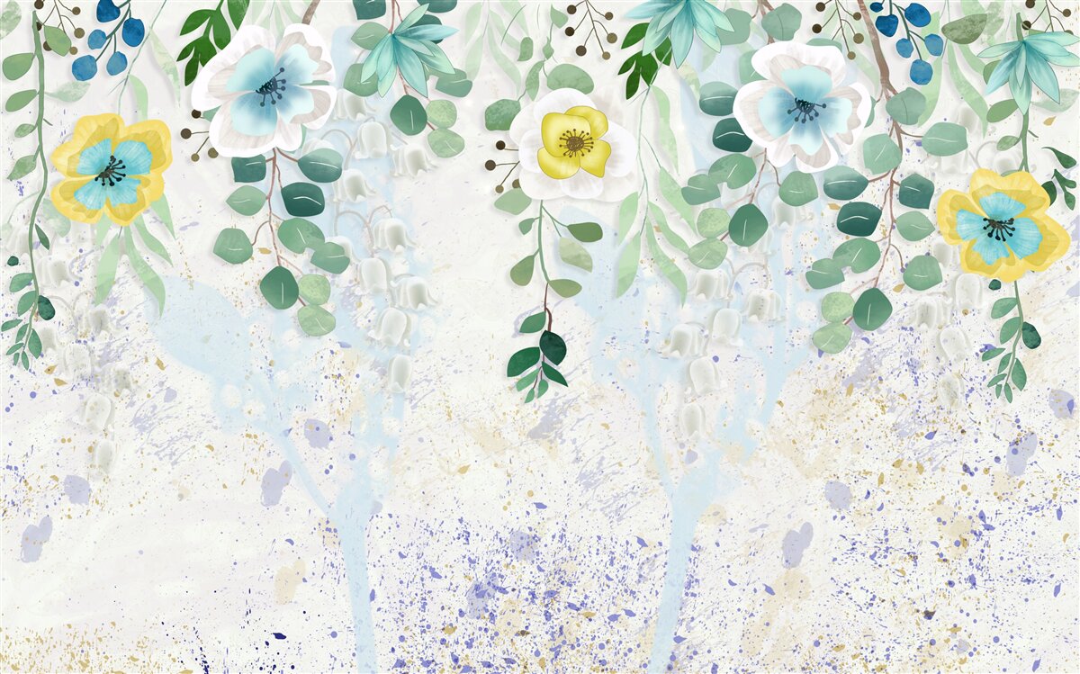 Fotobehang lianen van bloemen in delicate kleuren