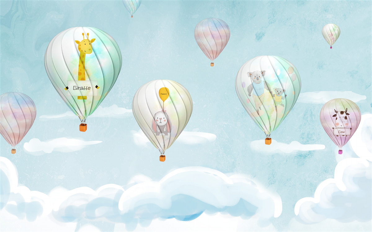 Fotobehang dieren in vliegende ballen