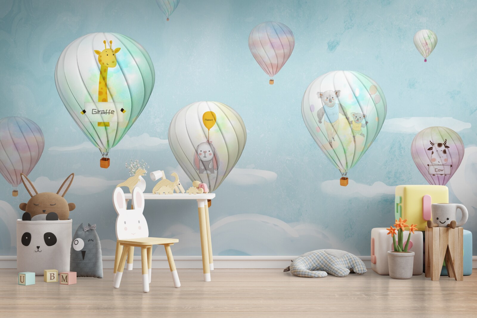 Fotobehang dieren in vliegende ballen