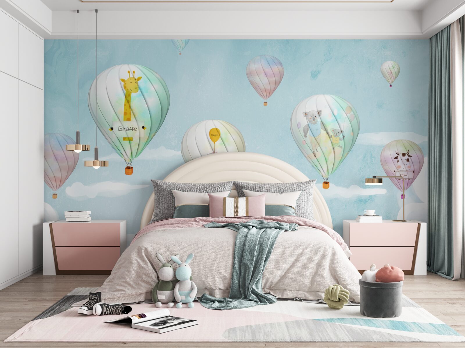 Fotobehang dieren in vliegende ballen