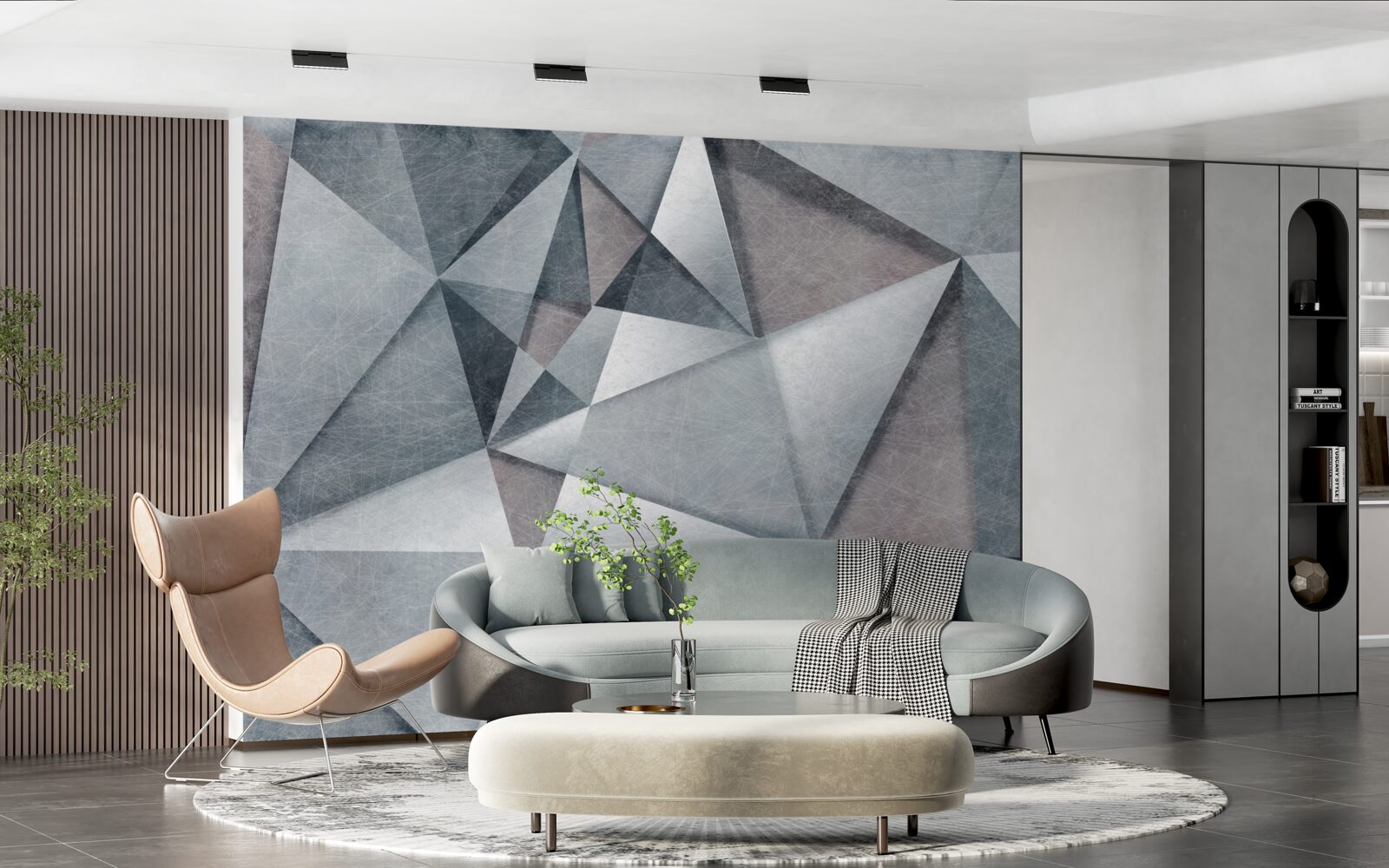 Fotobehang grijs abstract samengesteld uit driehoeken