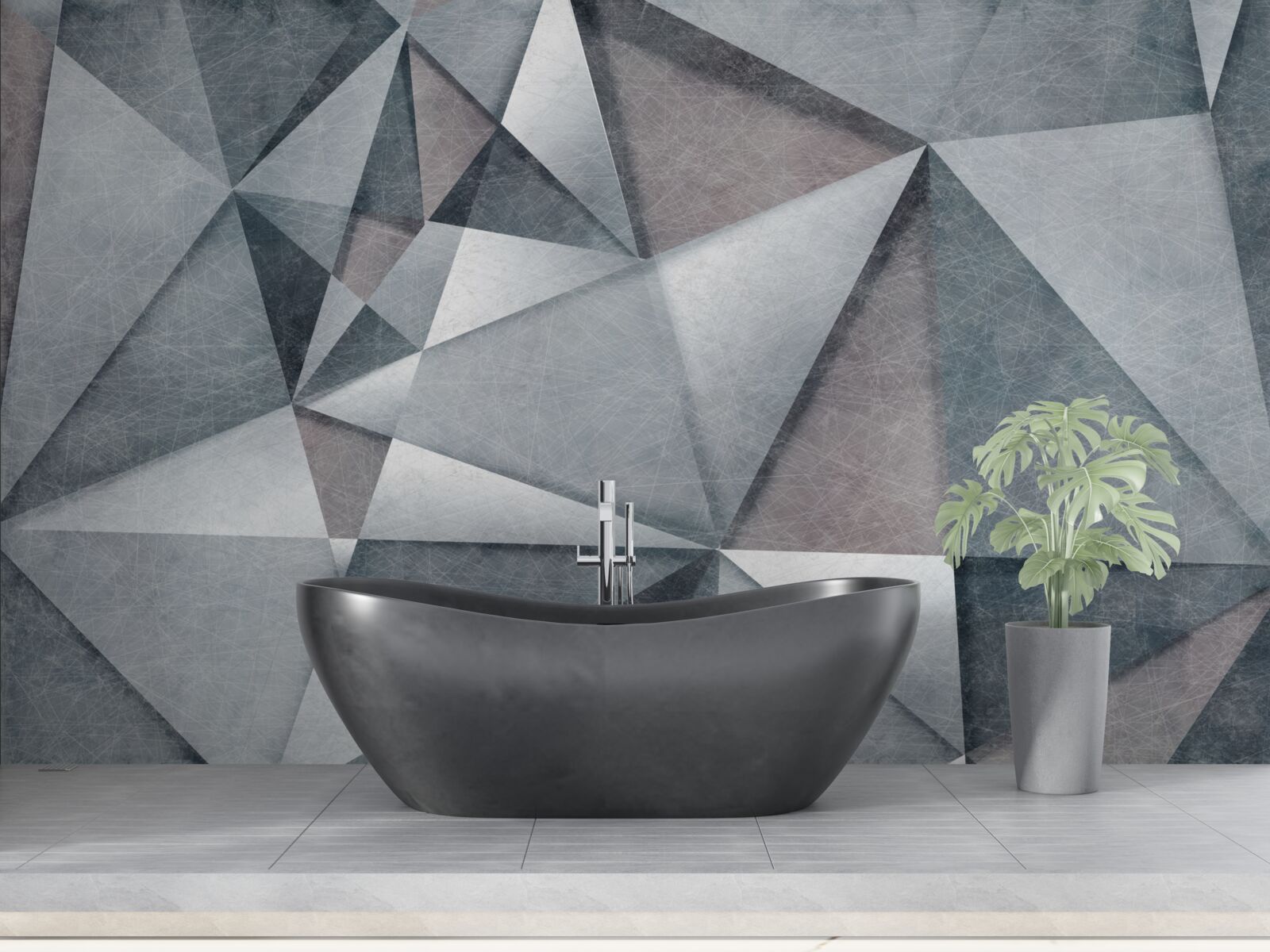 Fotobehang grijs abstract samengesteld uit driehoeken