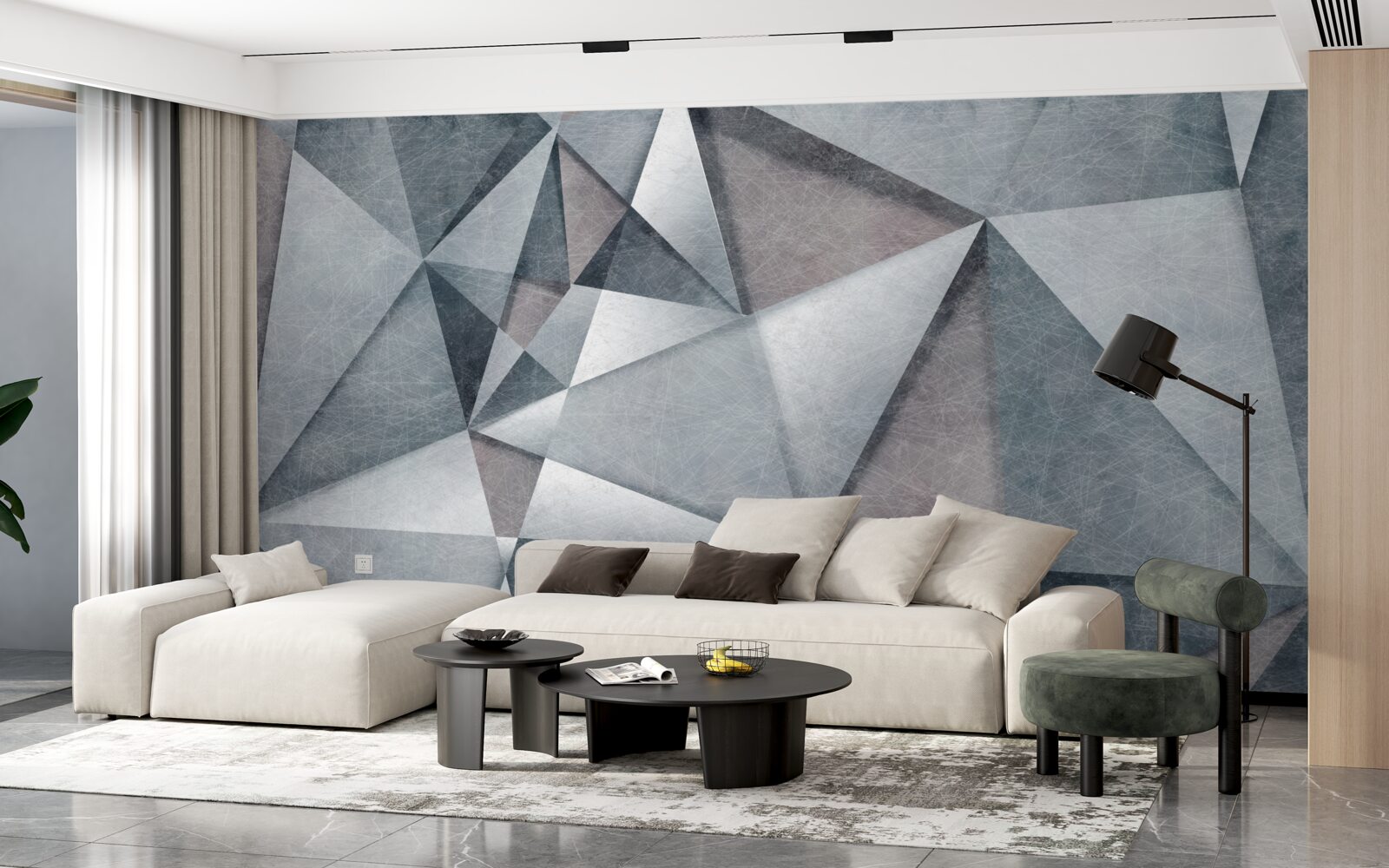 Fotobehang grijs abstract samengesteld uit driehoeken