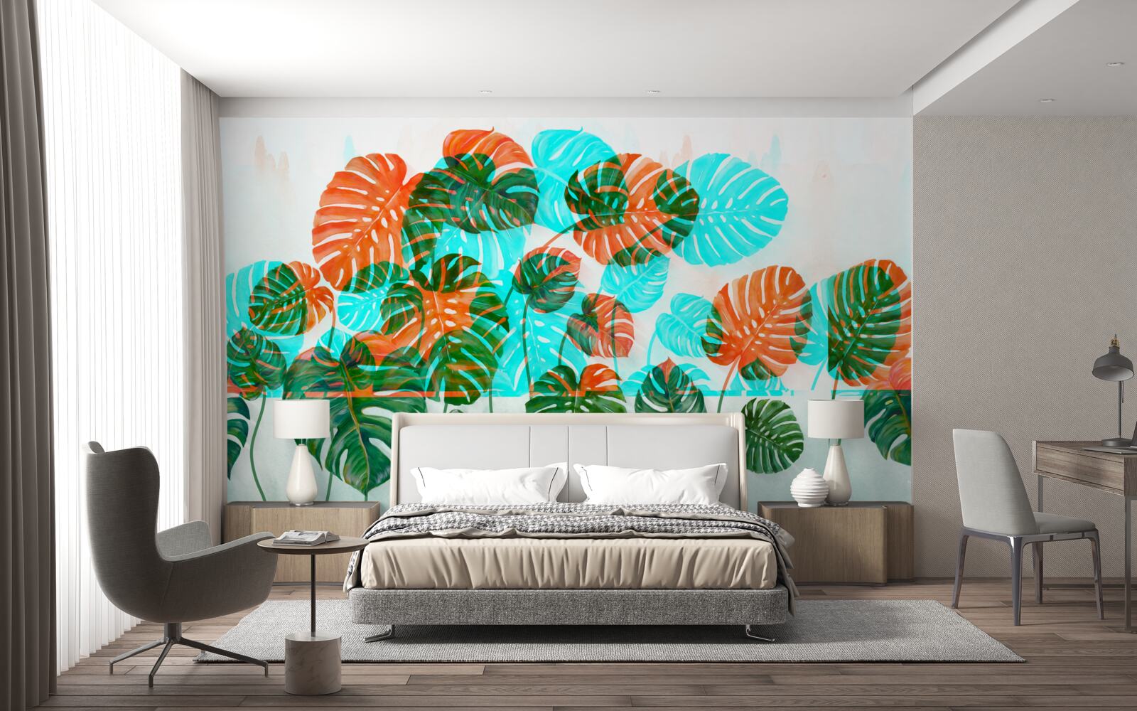 Fotobehang monstera met groene bladeren