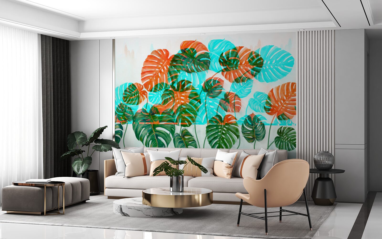 Fotobehang monstera met groene bladeren