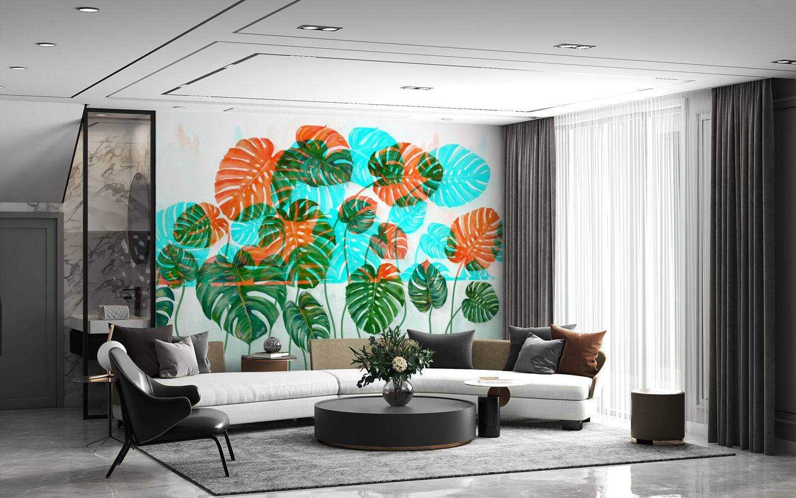 Fotobehang monstera met groene bladeren