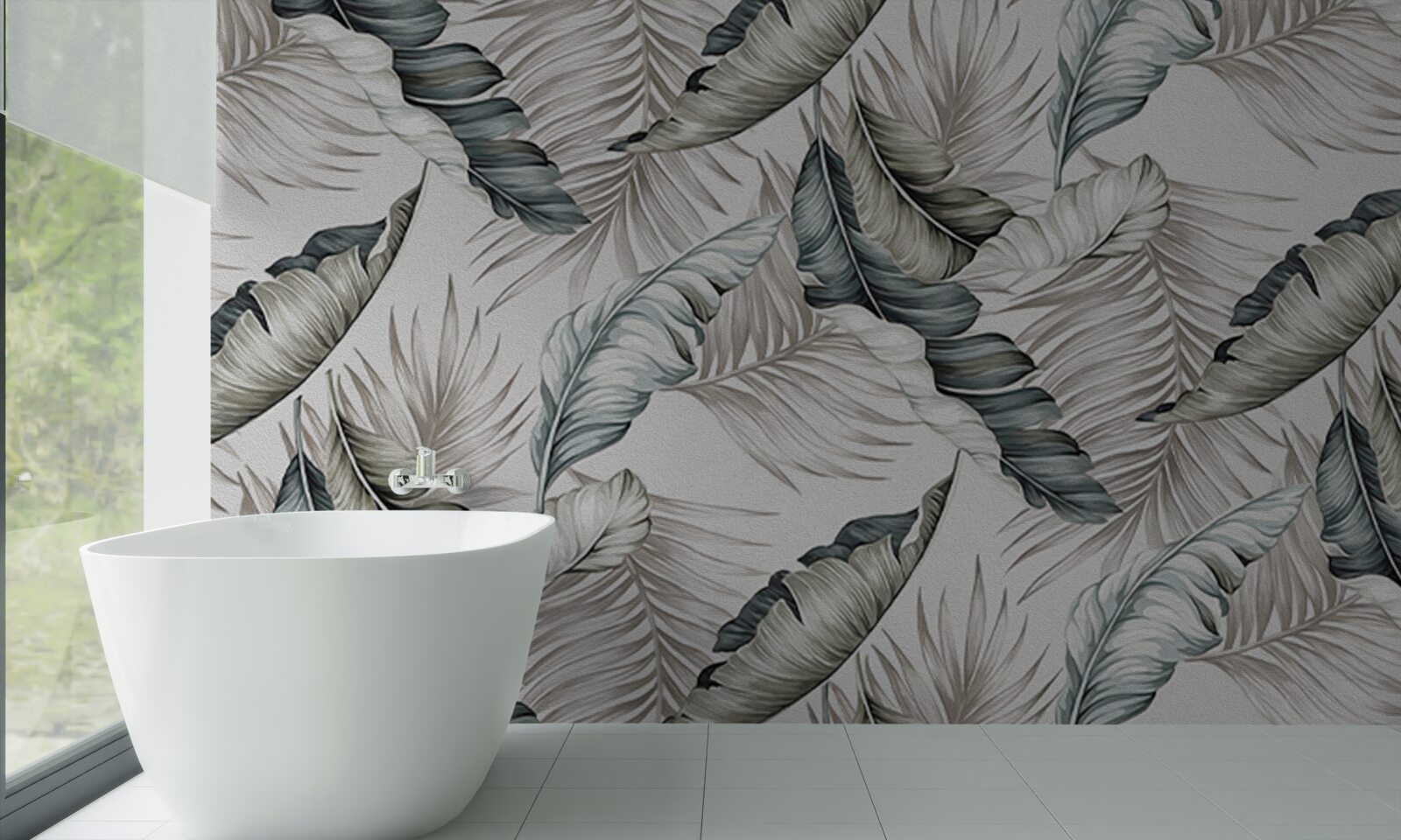 Fotobehang tropische bladeren in pastelkleuren