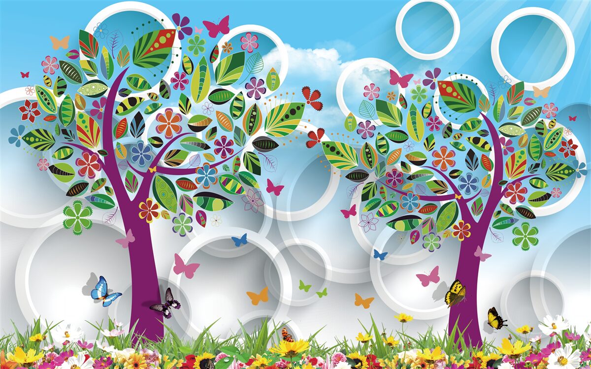 Fotobehang een vleugje zomerkleuren op de bladeren