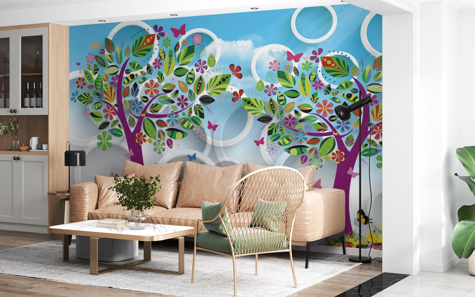 Fotobehang een vleugje zomerkleuren op de bladeren