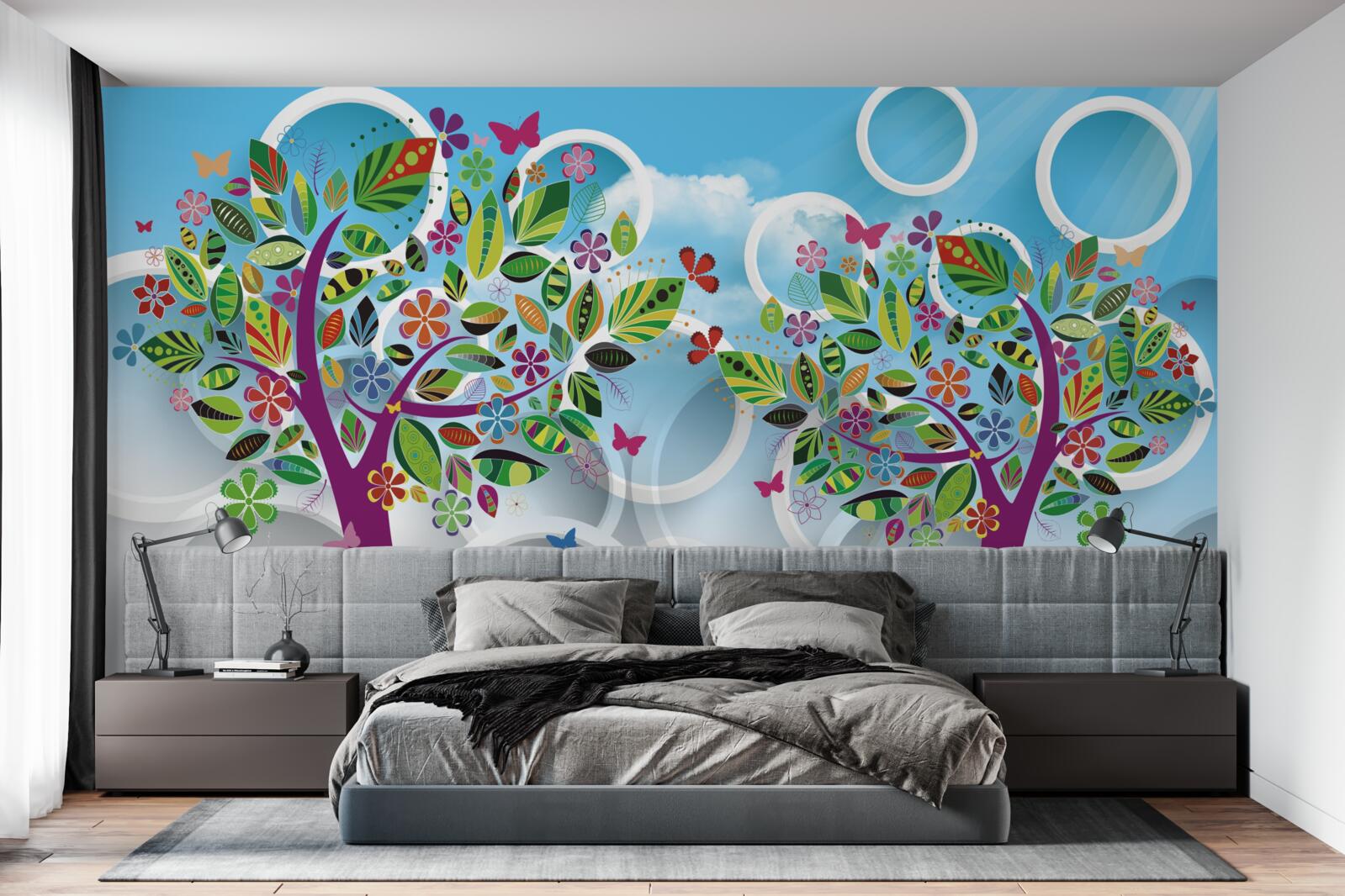 Fotobehang een vleugje zomerkleuren op de bladeren