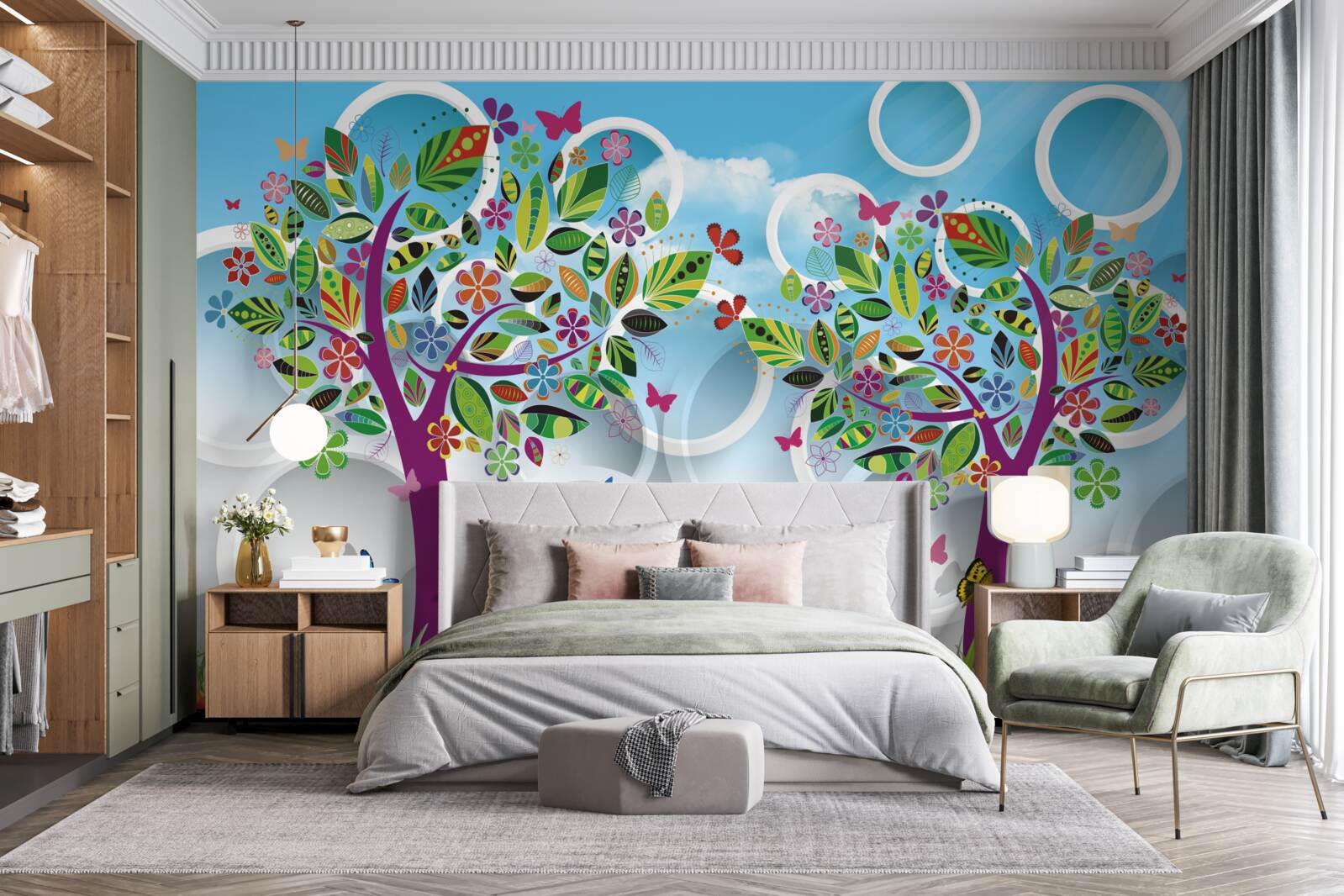 Fotobehang een vleugje zomerkleuren op de bladeren