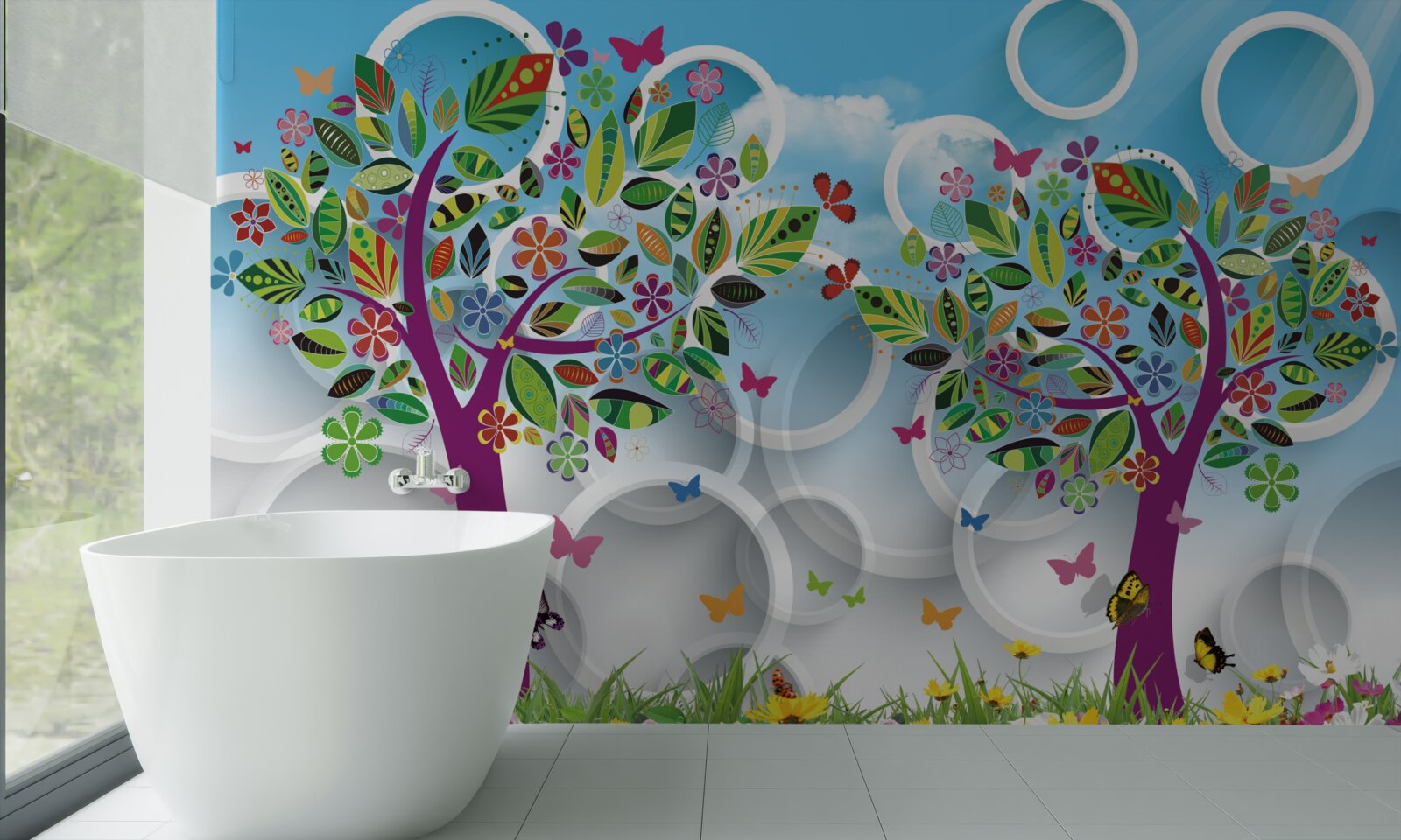 Fotobehang een vleugje zomerkleuren op de bladeren