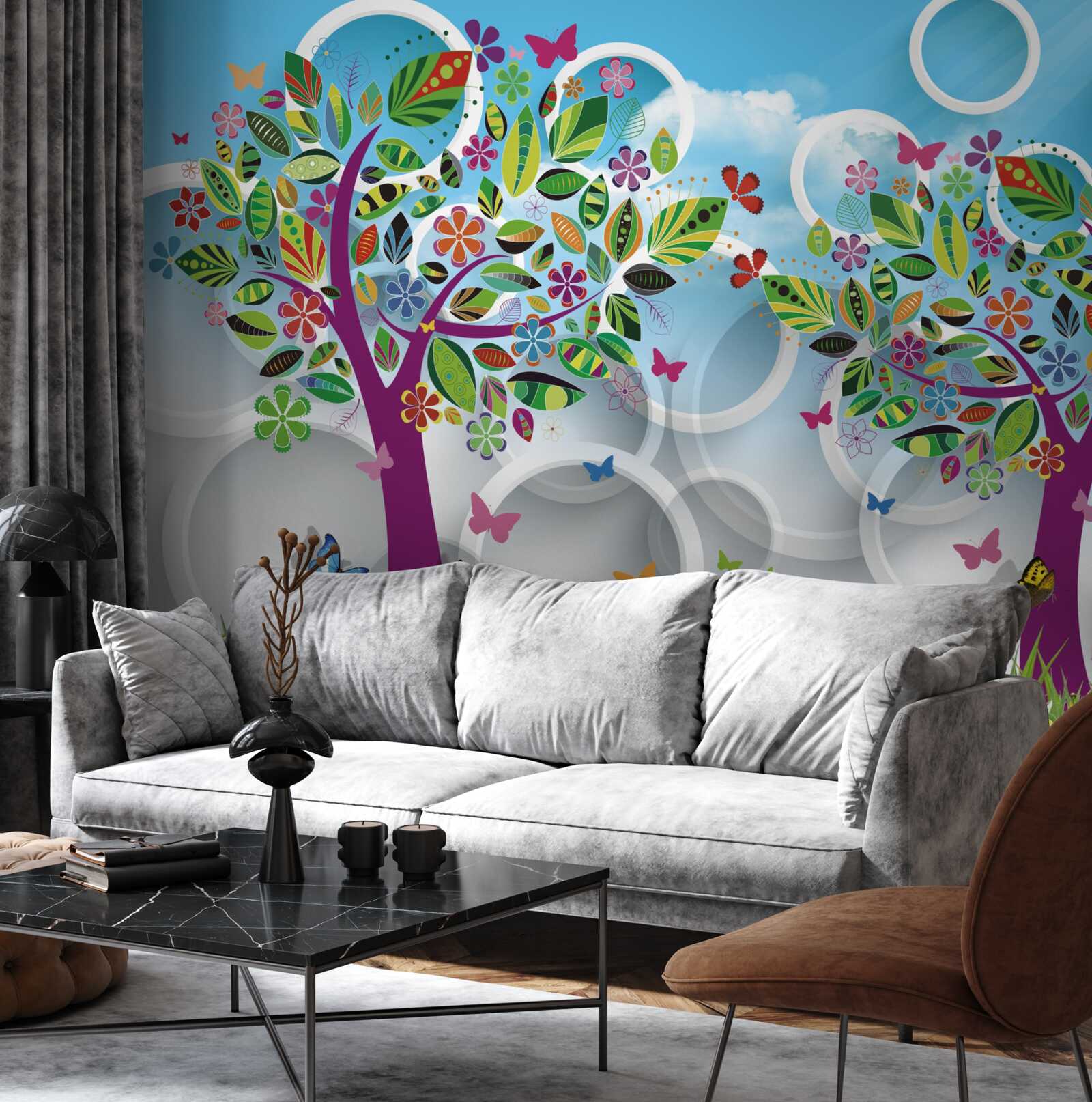 Fotobehang een vleugje zomerkleuren op de bladeren