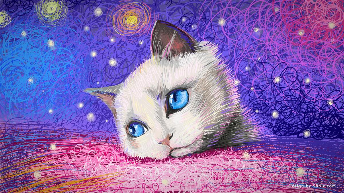 Fotobehang verstrooid blauwogig katje