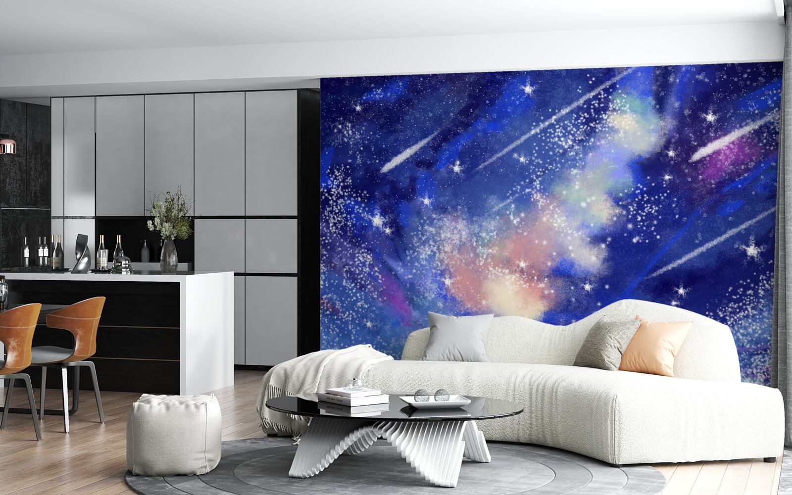 Fotobehang blauwe nachtelijke hemel