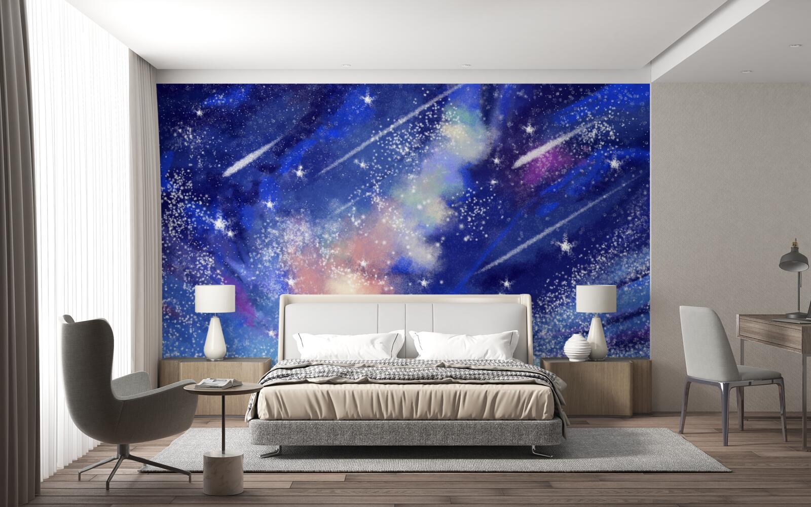 Fotobehang blauwe nachtelijke hemel